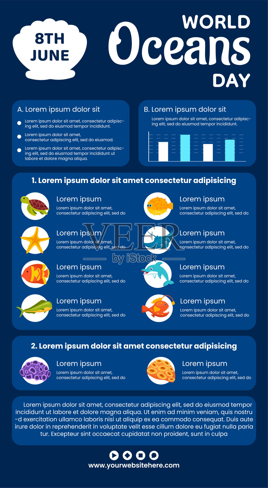 海洋日信息图表卡通手绘模板背景插图插画图片素材