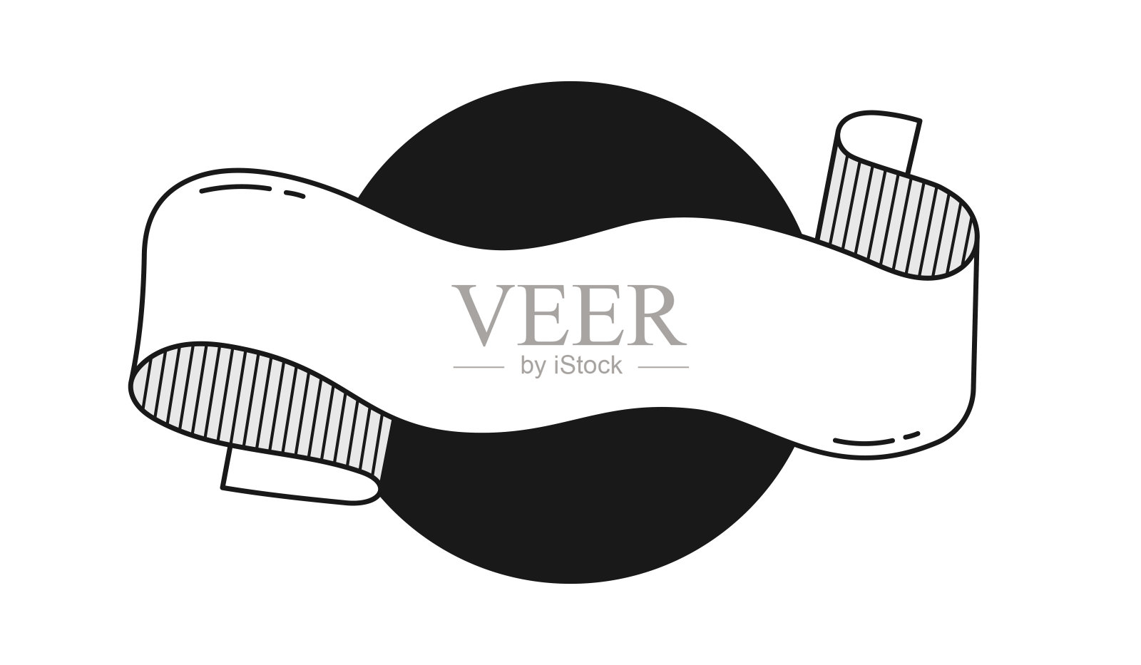 手绘卷轴彩带横幅插画图片素材