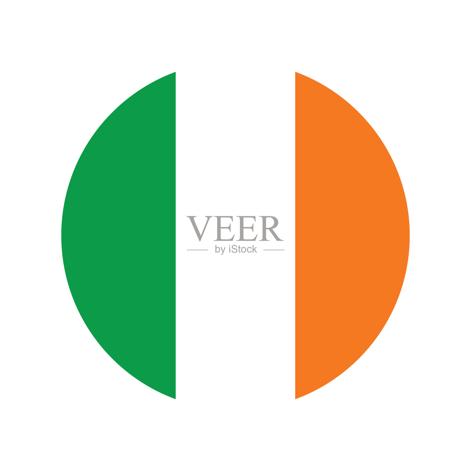 爱尔兰国旗图标，标准颜色圆形3D矢量图插画图片素材