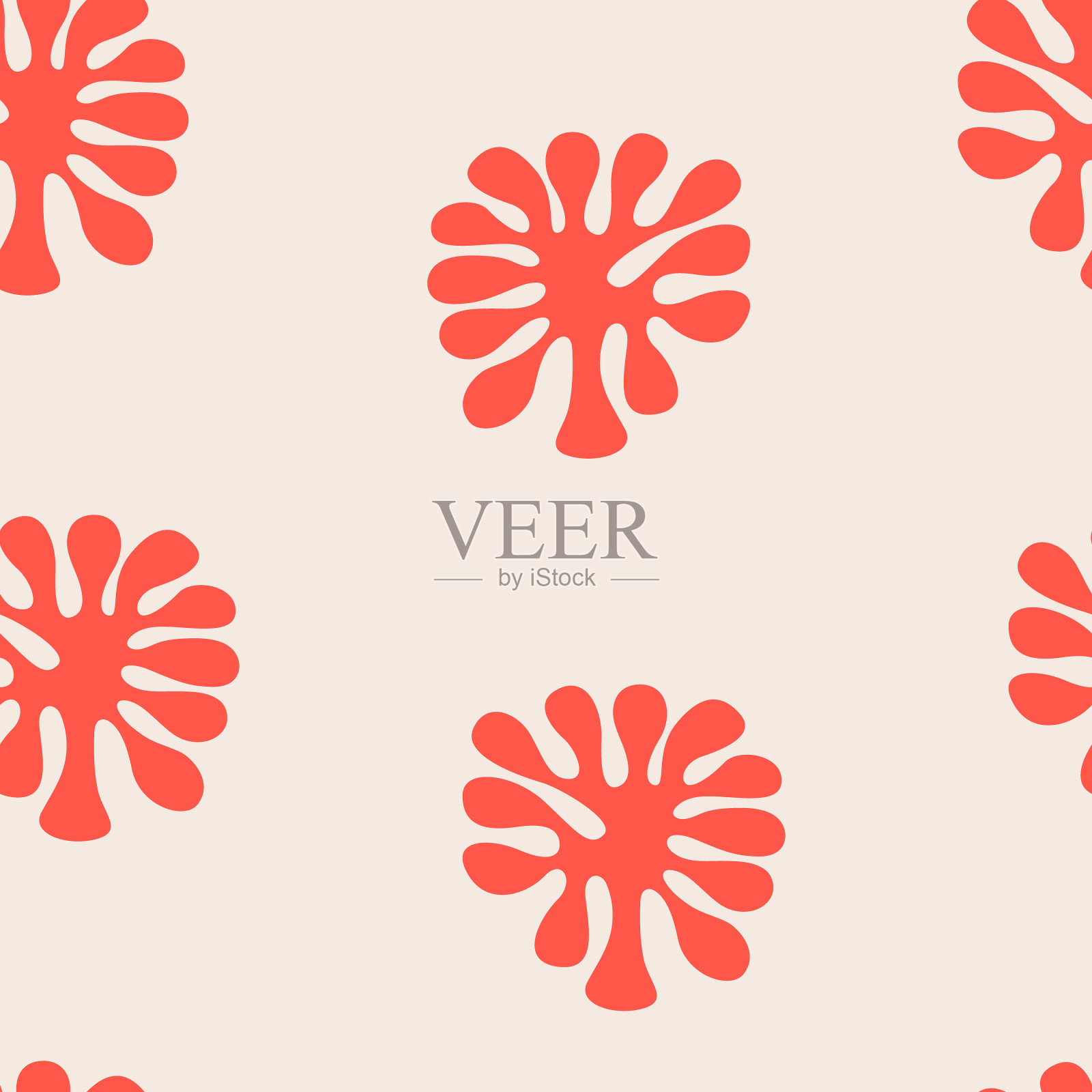 复古无缝图案与抽象珊瑚插画图片素材