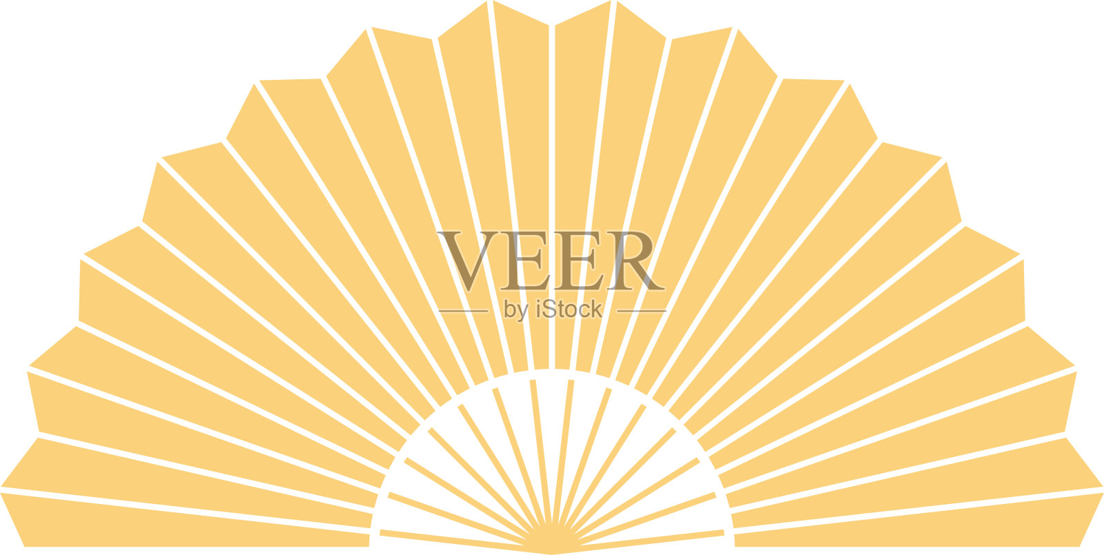 折叠手扇亚洲风格，半圆形，插图装饰，平面设计，2D正面视图。插画图片素材