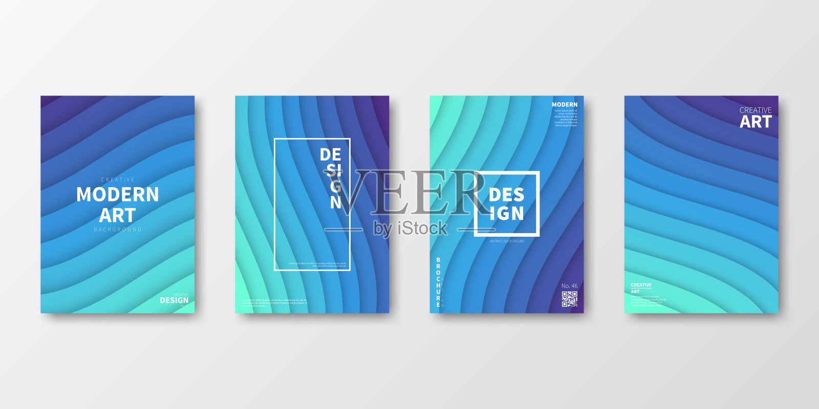 宣传册模板排版，蓝色封面设计，商业年报，传单，杂志插画图片素材