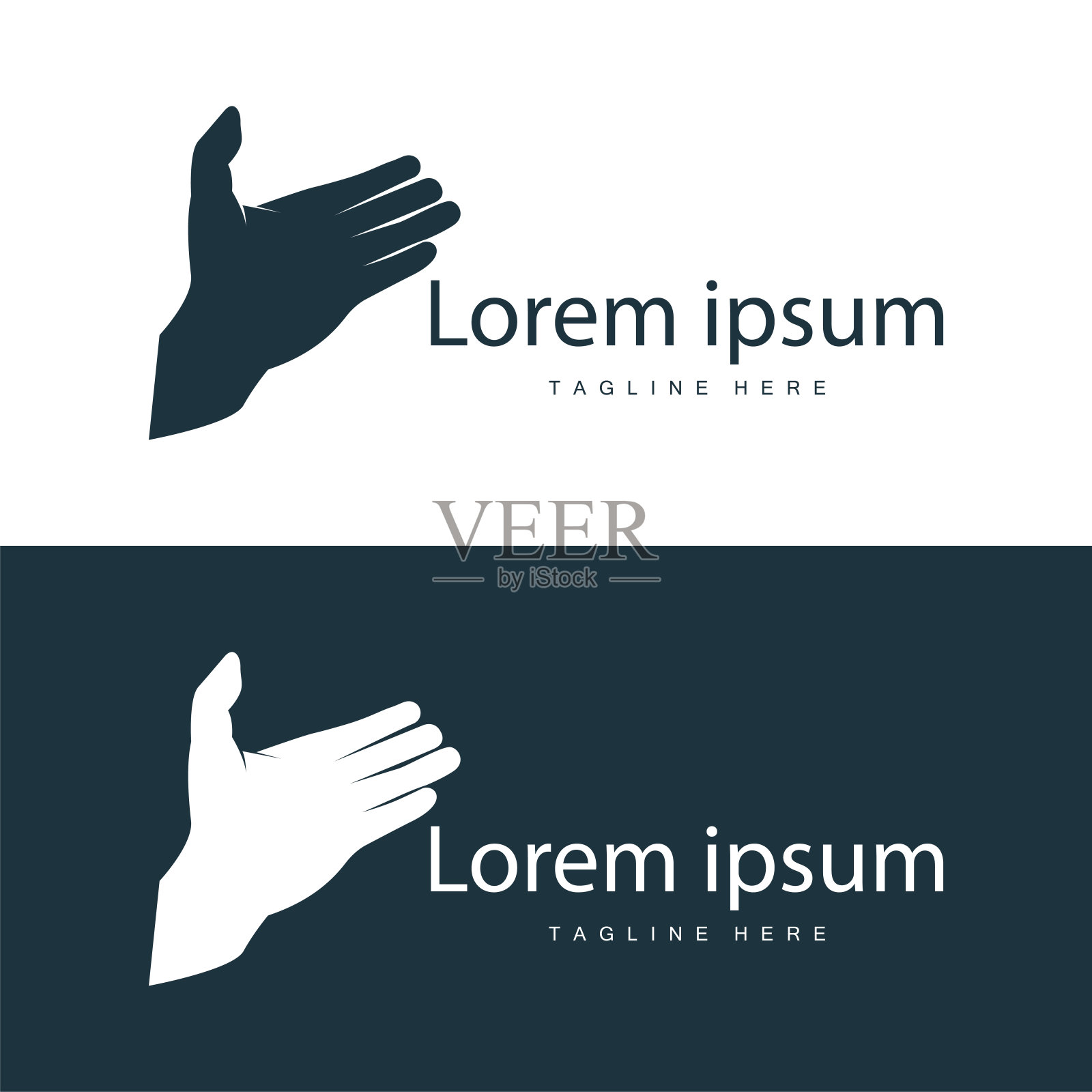 简单的手和手指矢量设计极简的黑色轮廓产品品牌手标志模板插画图片素材