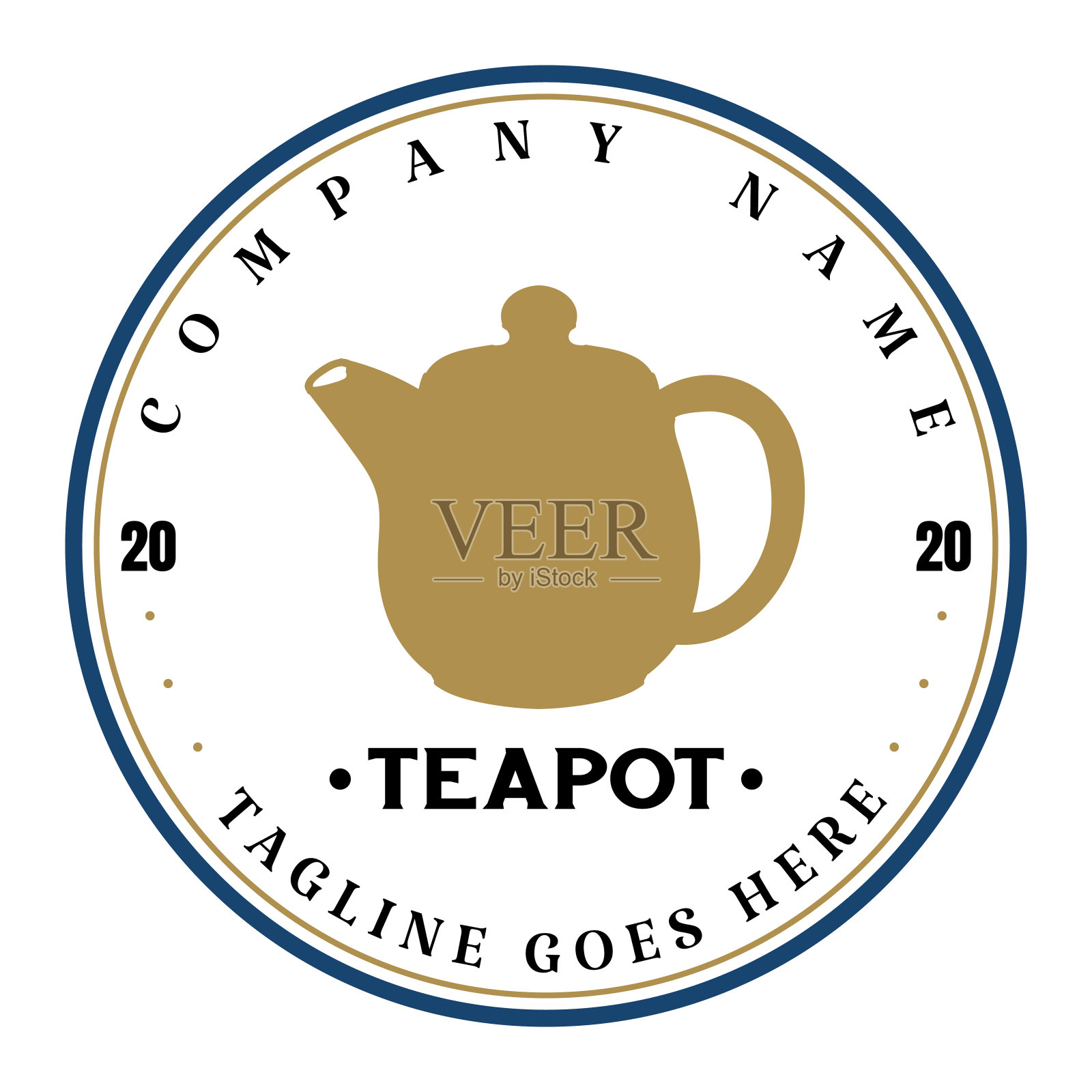 复古茶壶茶咖啡馆邮票徽章标签设计矢量插画图片素材