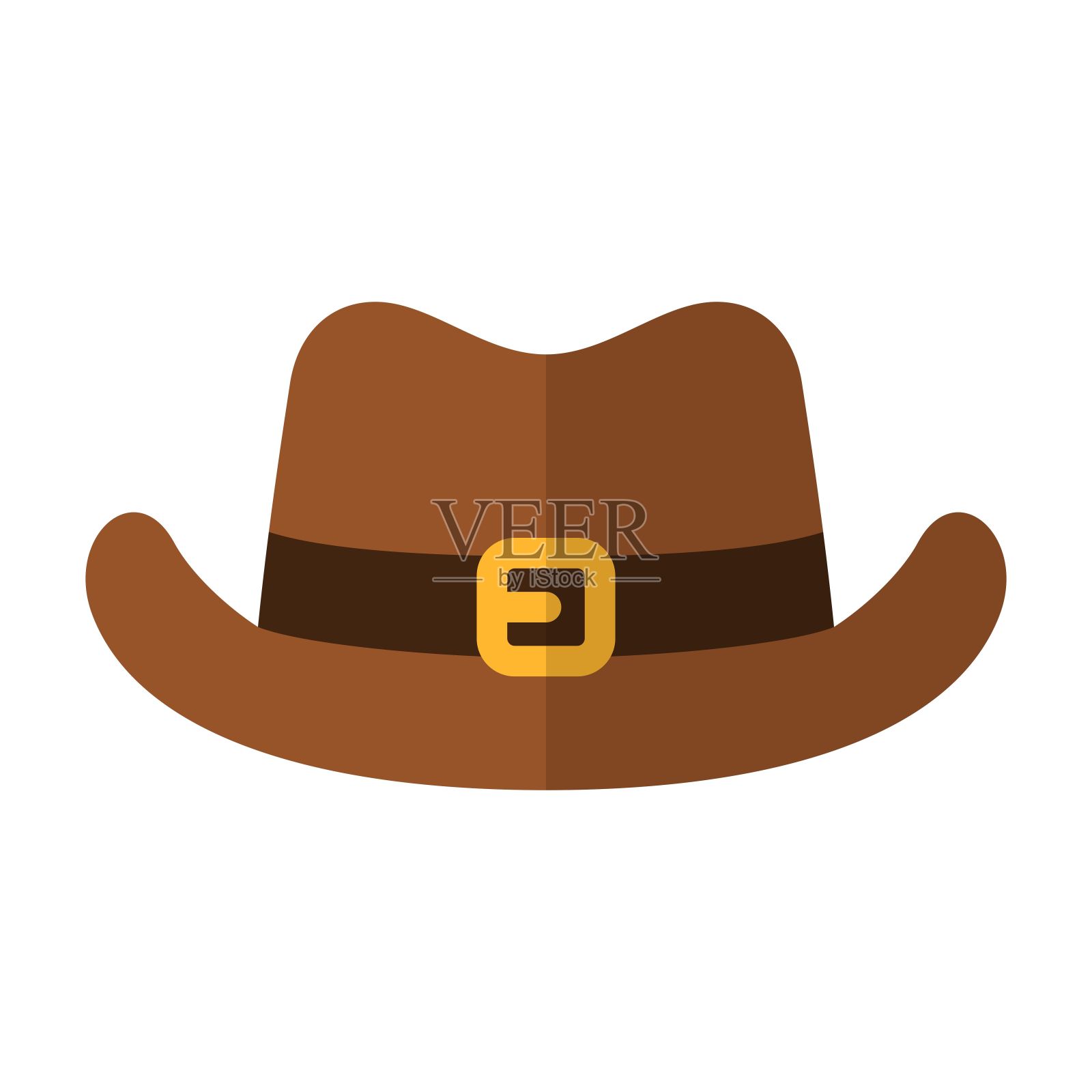 牛仔帽图标在平面风格孤立的白色背景。布朗警长头饰。狂野西部元素。矢量图插画图片素材