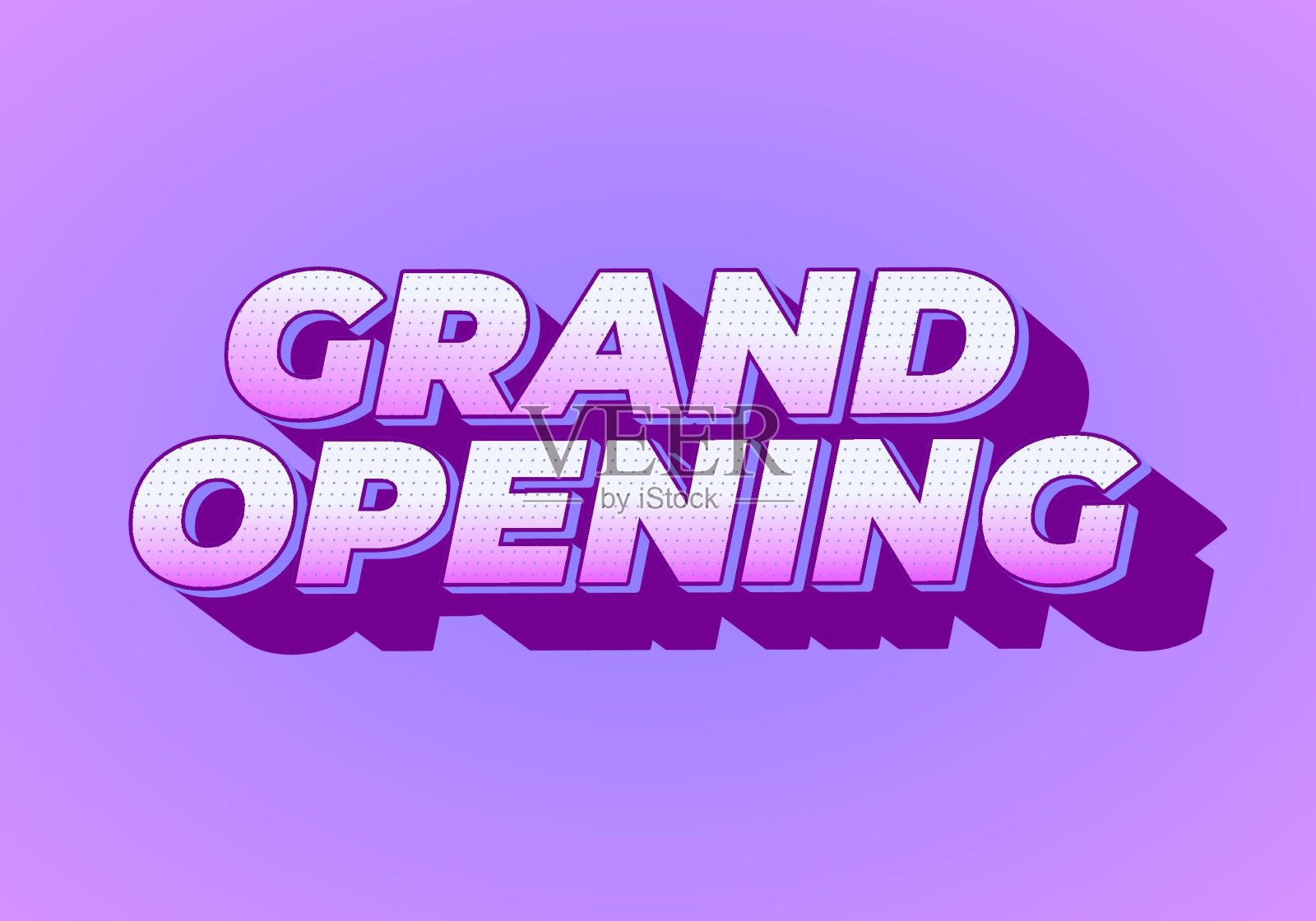 隆重开幕。文字效果在3D外观与引人注目的颜色插画图片素材