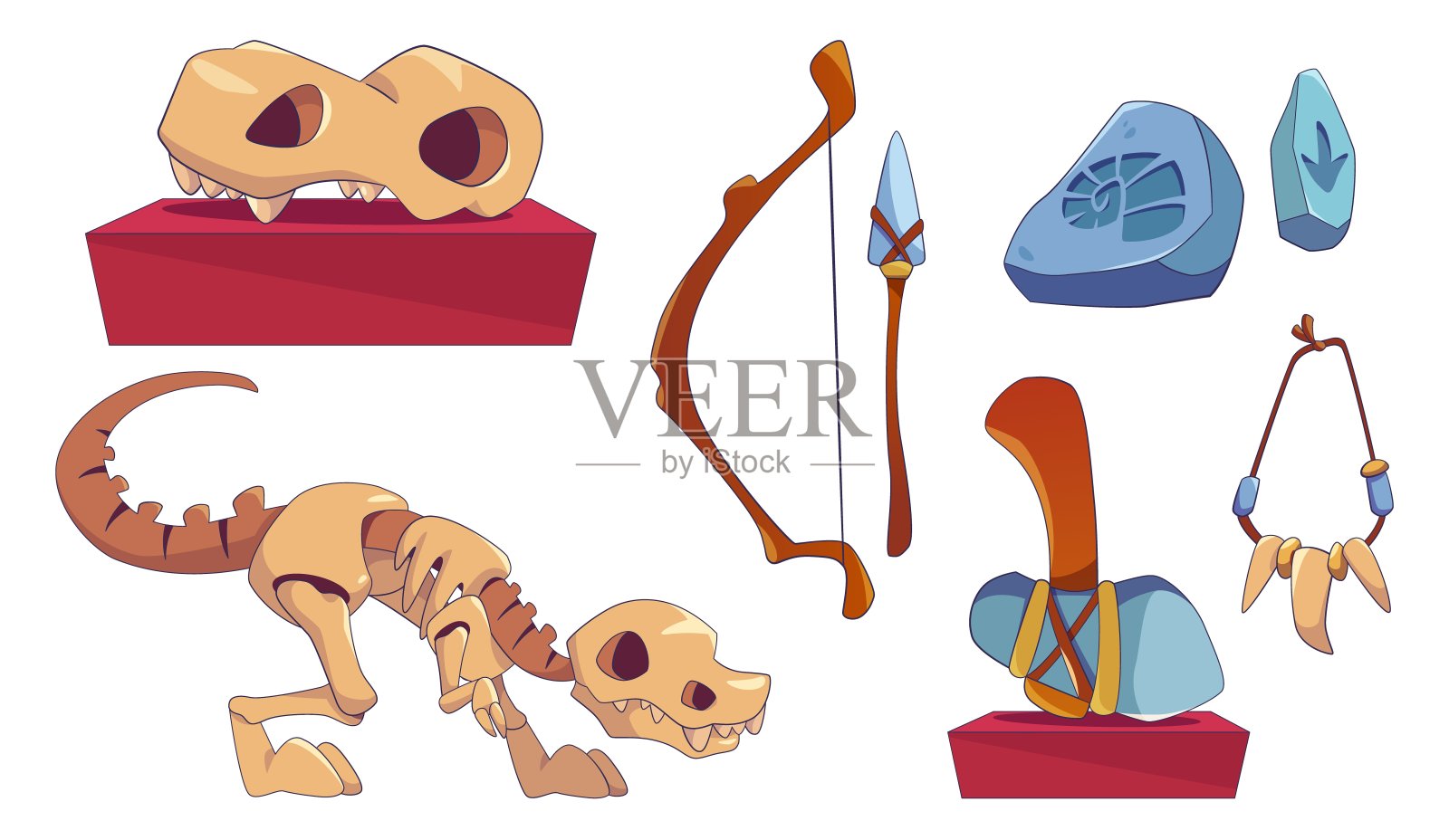 考古博物馆设计元素集插画图片素材