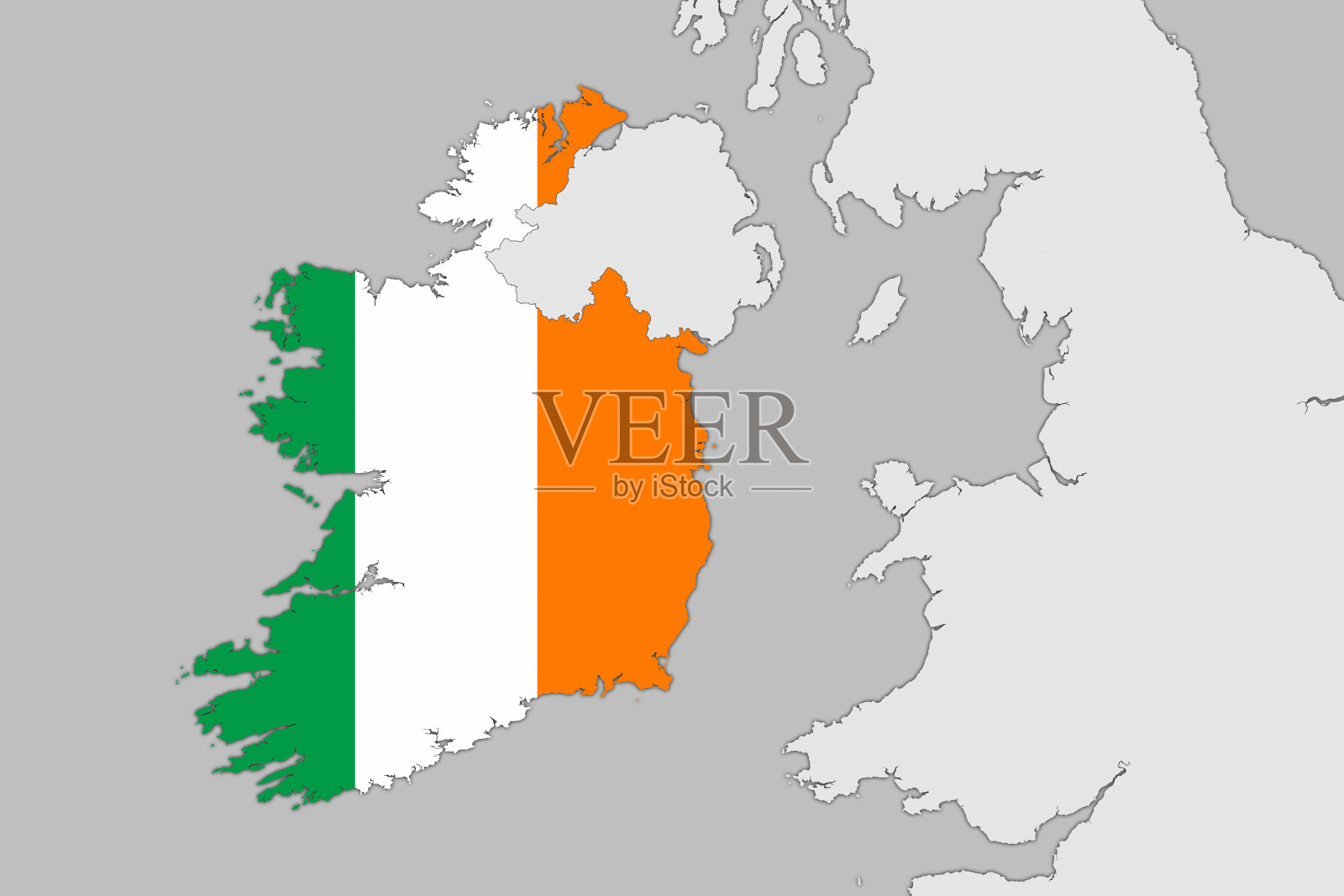 欧洲地图系列与爱尔兰，国旗插画图片素材