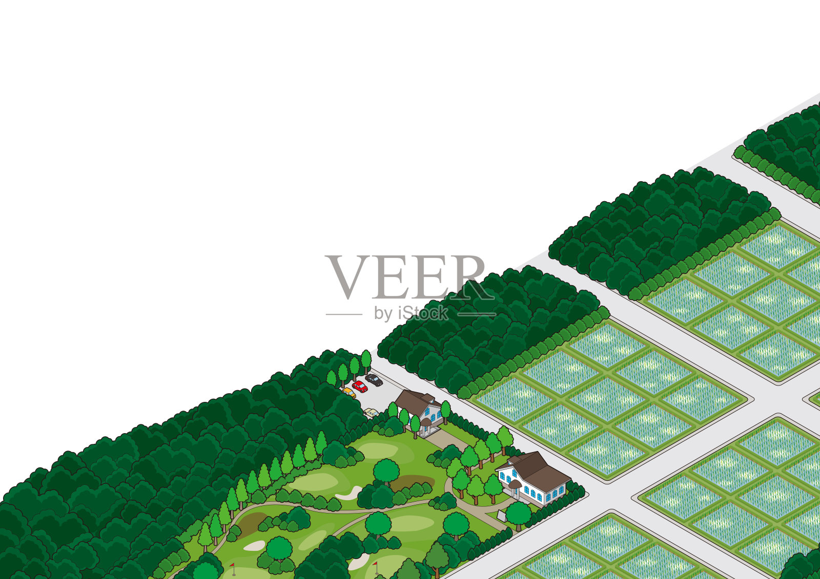 郊区的插图。乡村景观插画。插画图片素材