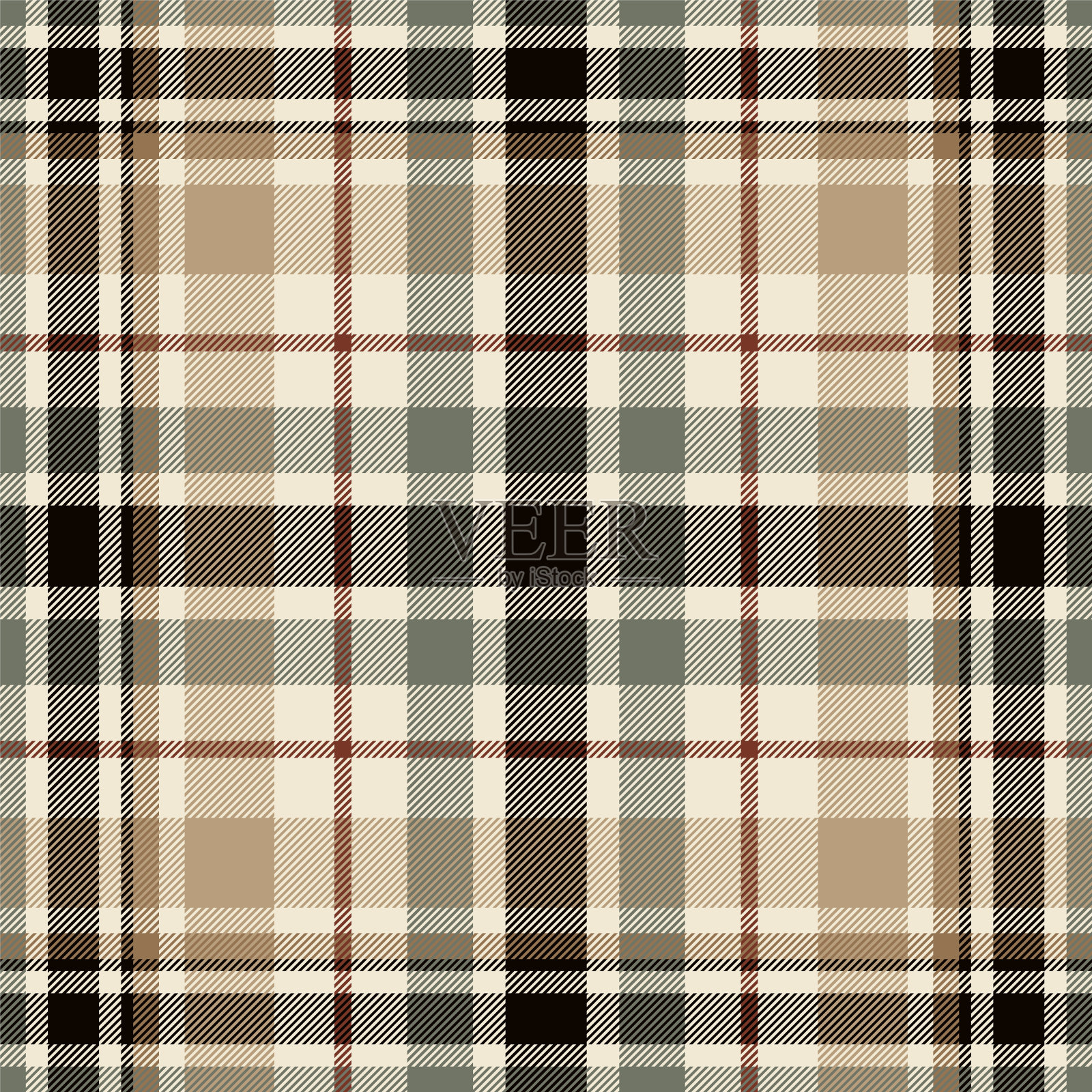 无缝矢量格纹米色，绿色和橙色的纺织品设计。格子格背景插画图片素材