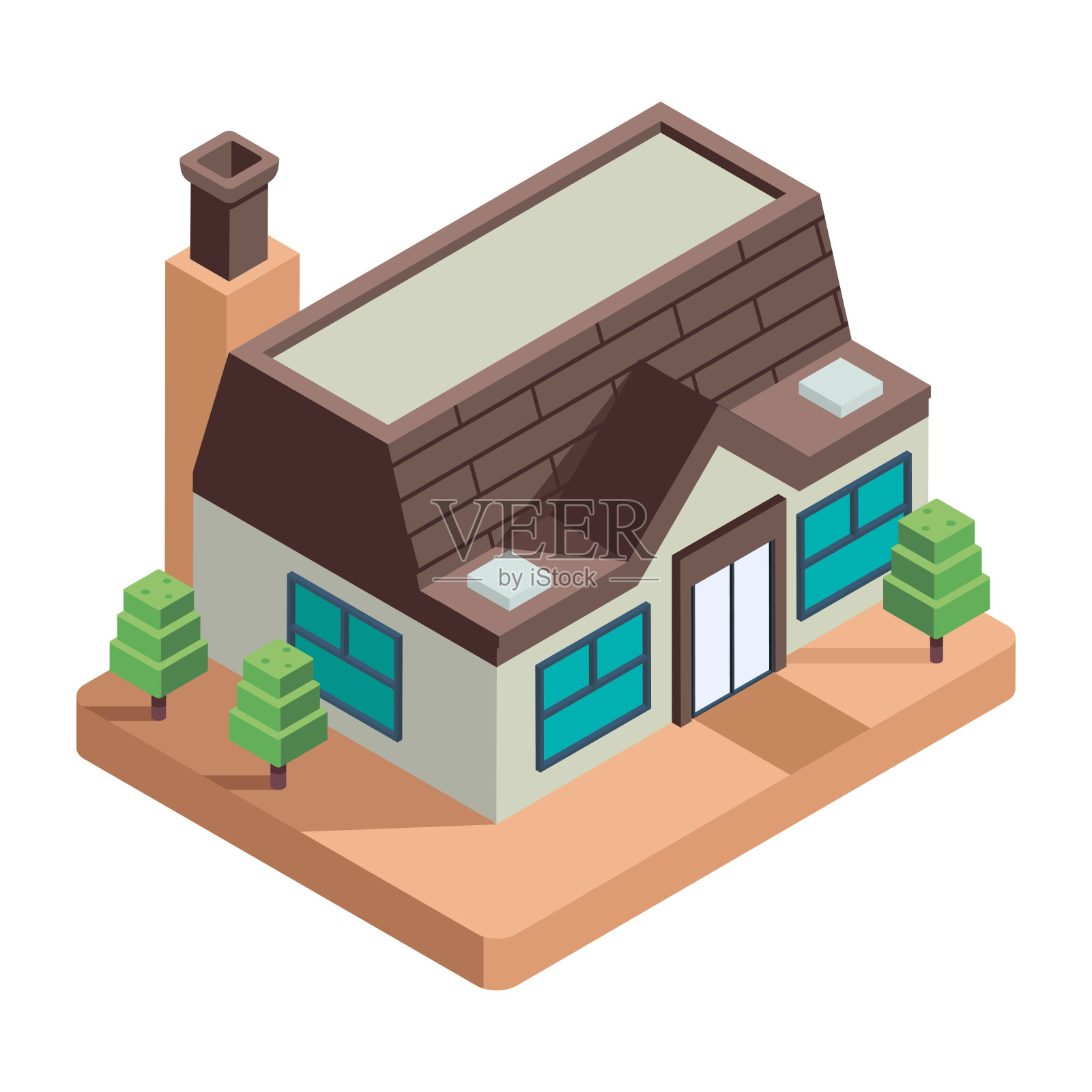 房屋建筑图标插画图片素材