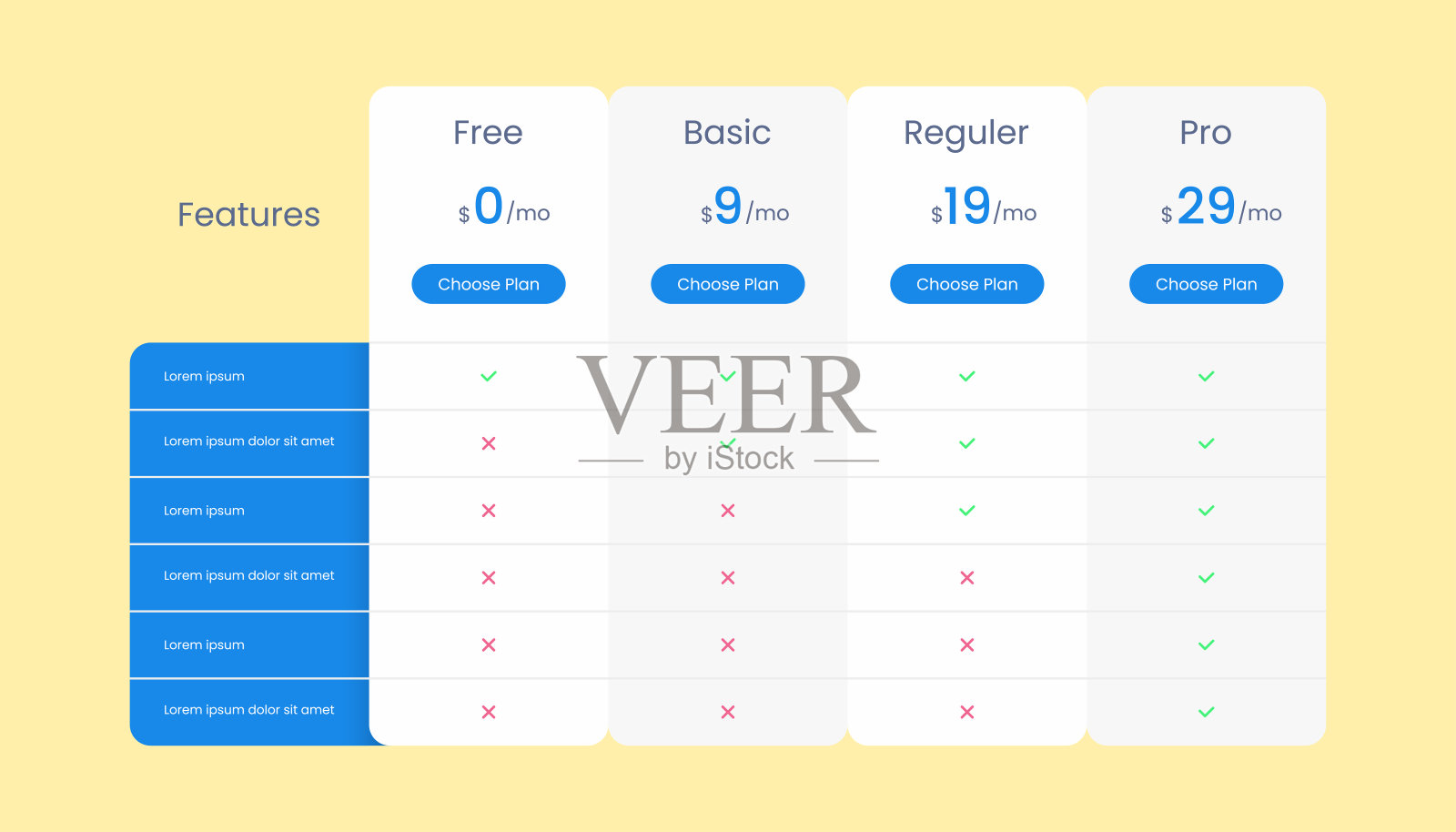 价格表比较表插画图片素材