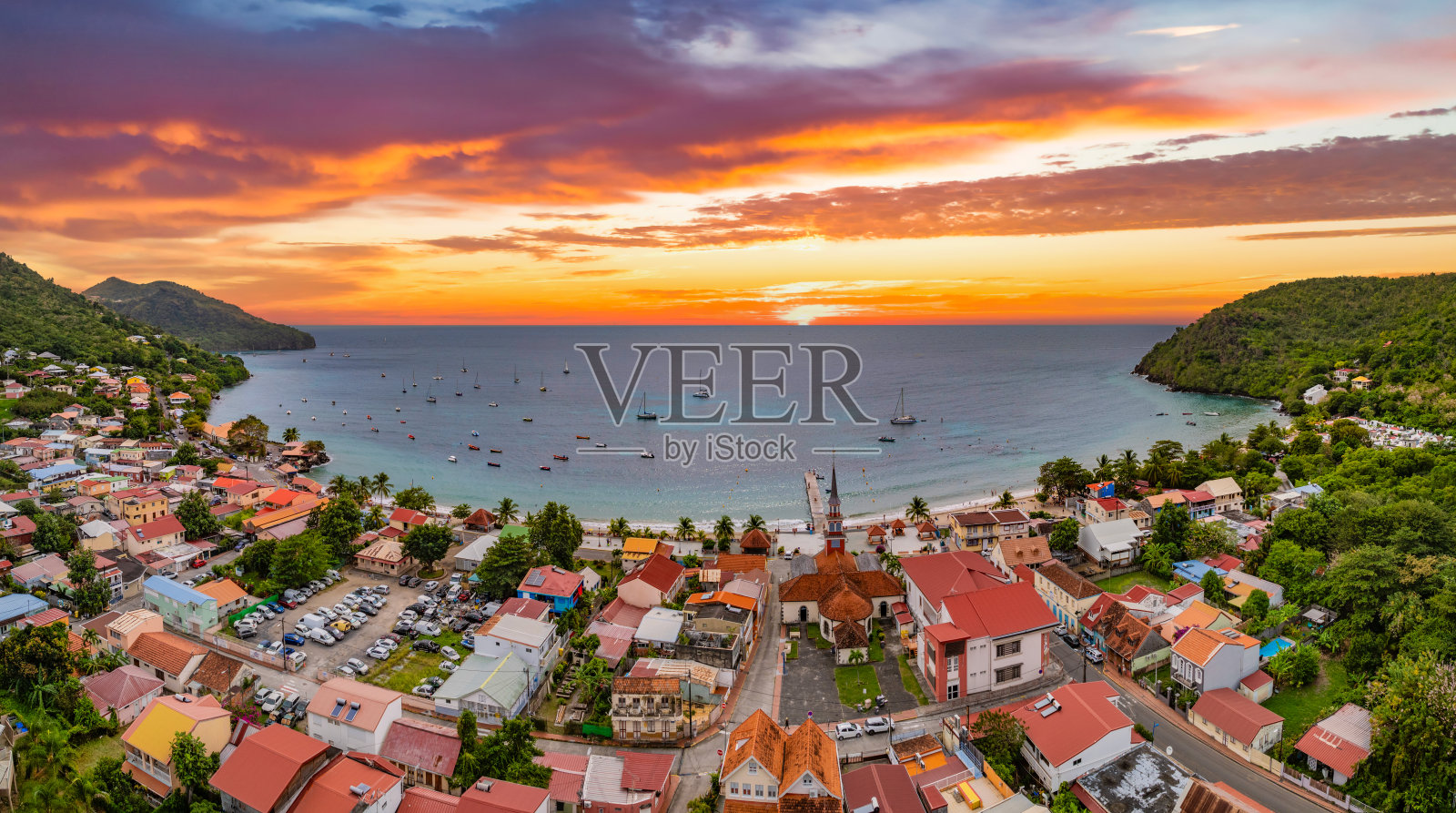 马提尼克岛莱桑斯达尔莱特湾照片摄影图片