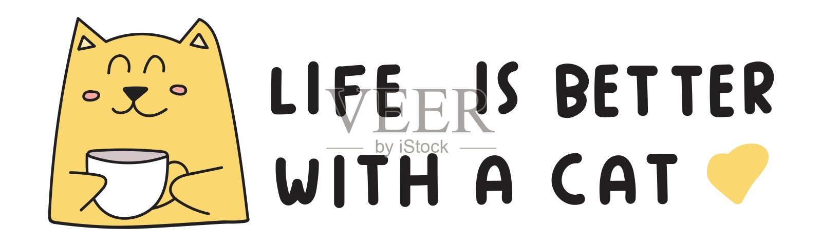 有猫生活更美好。插画图片素材