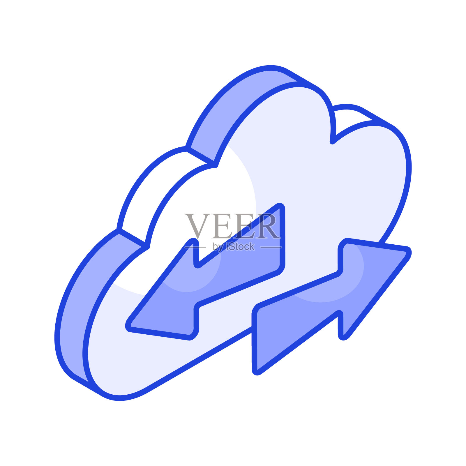 云传输2.5D矢量设计，隔离在白色背景上插画图片素材