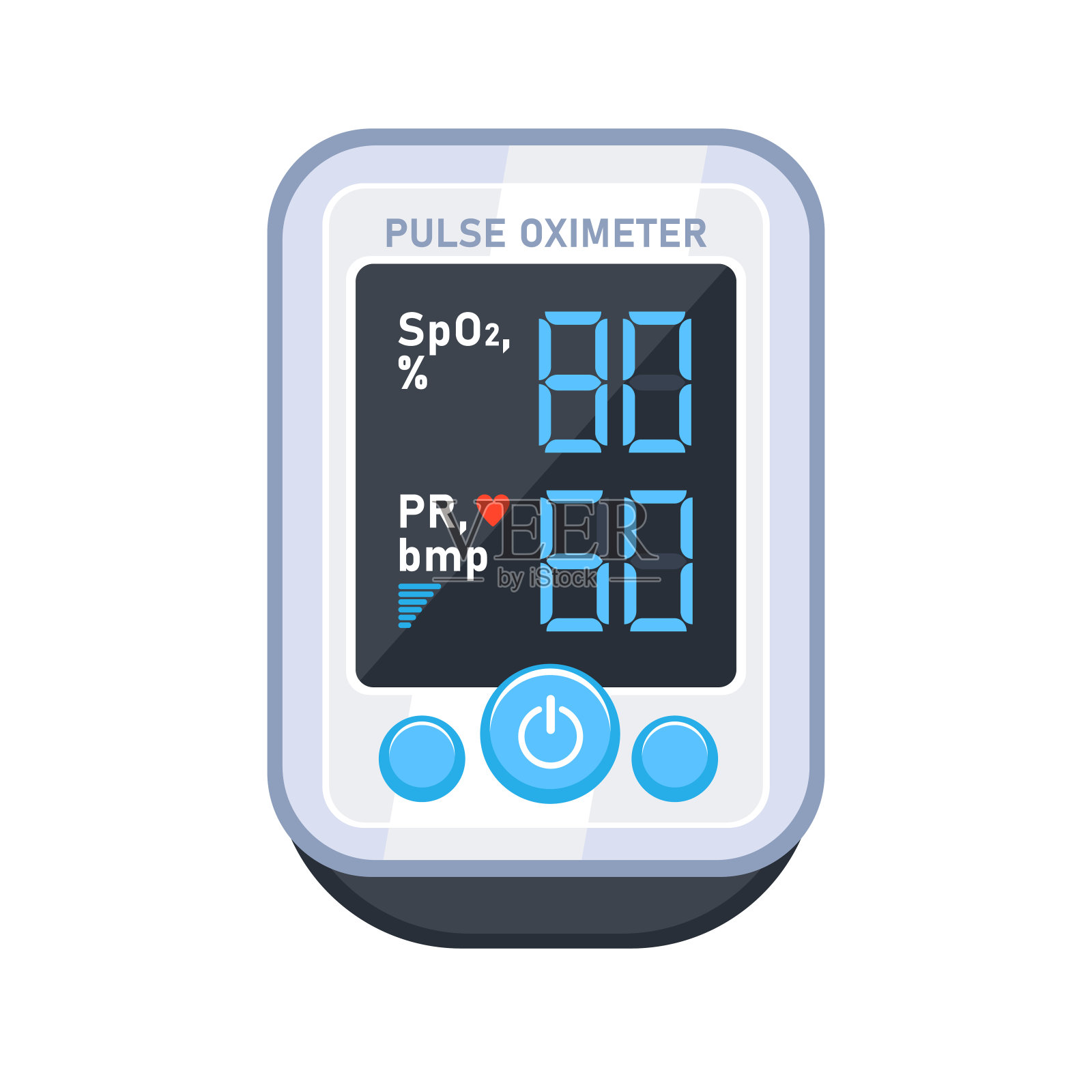 脉搏血氧计。测量氧饱和度的装置。血液饱和。矢量图插画图片素材