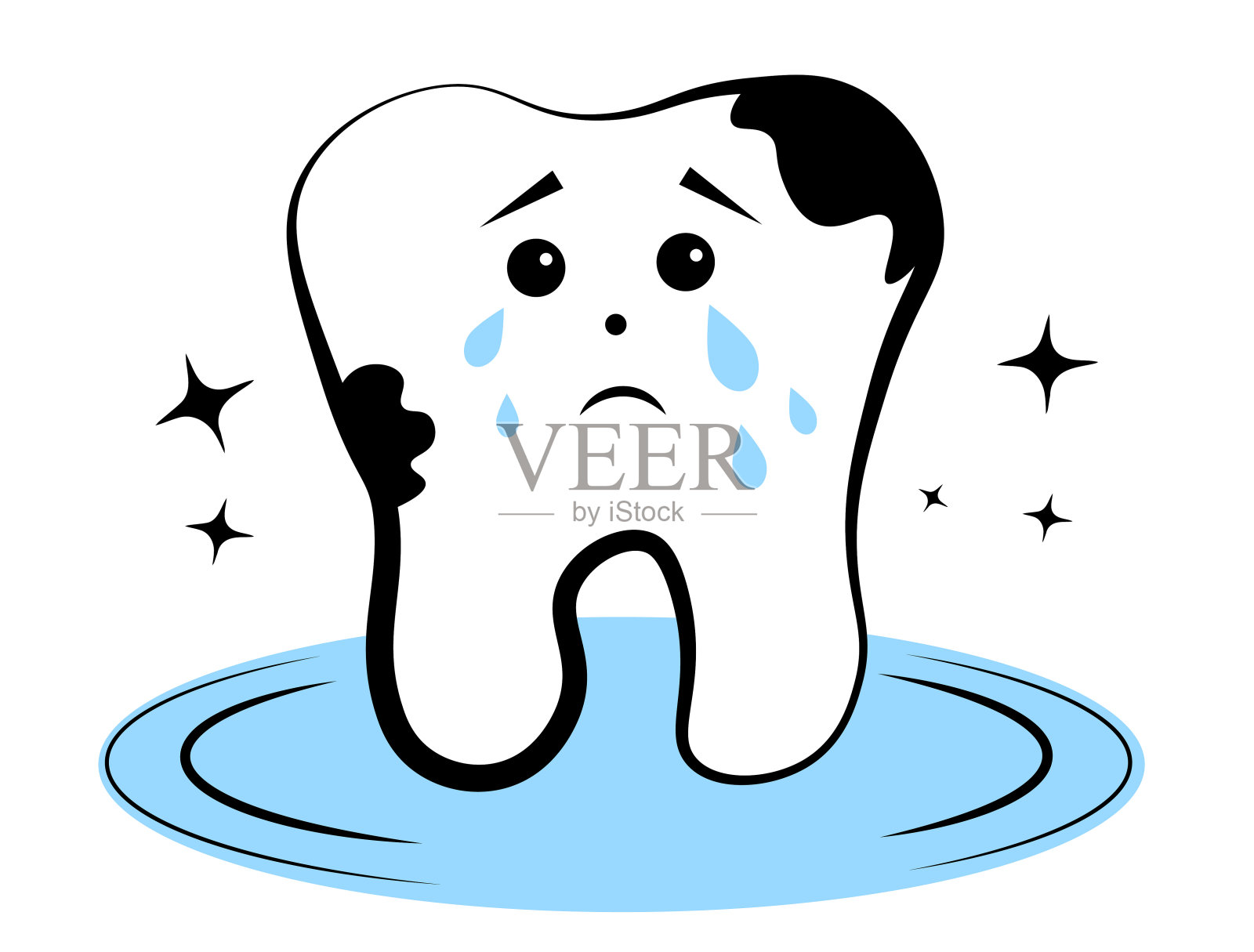 牙齿在白色背景上哭泣插画图片素材