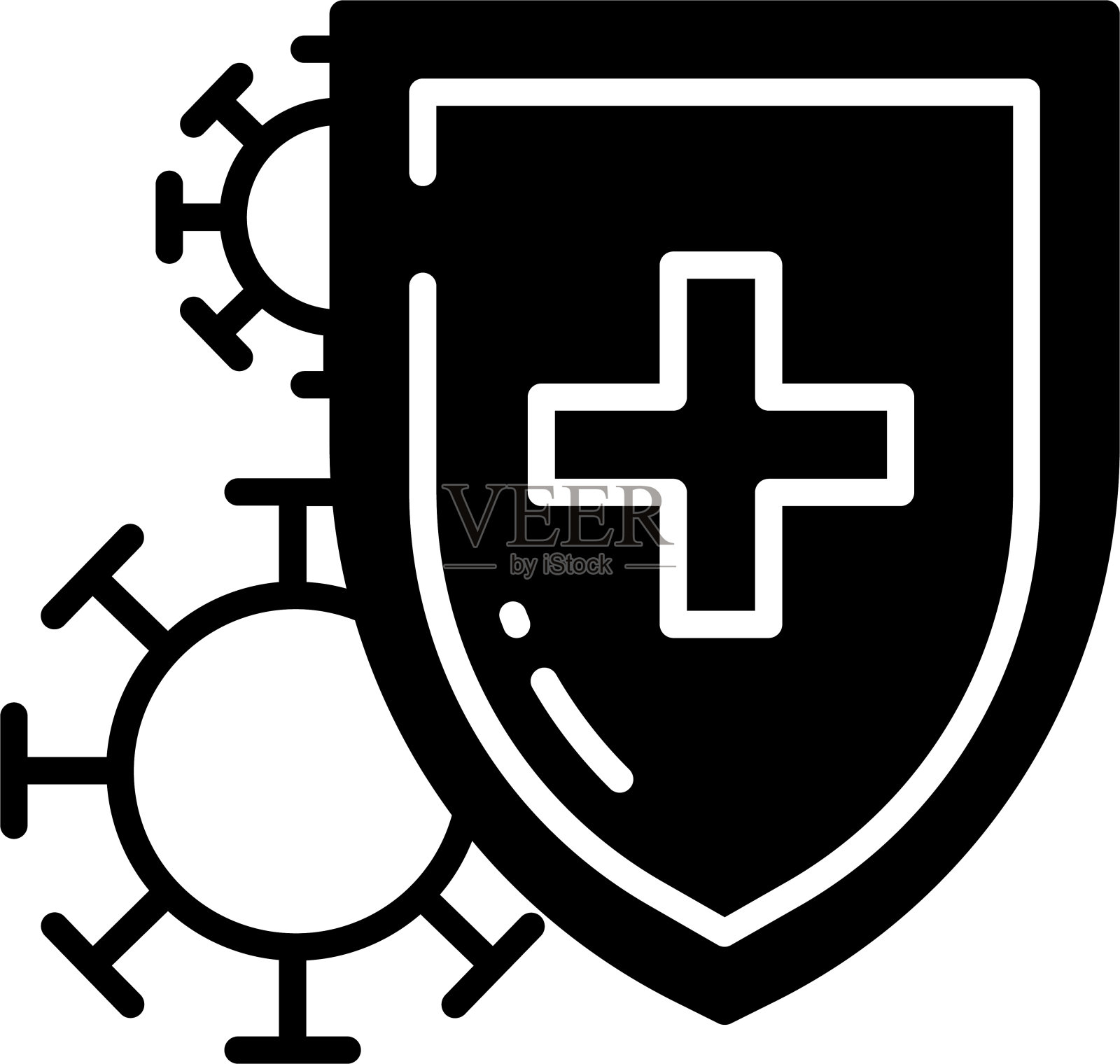 免疫系统字形和线向量插图插画图片素材