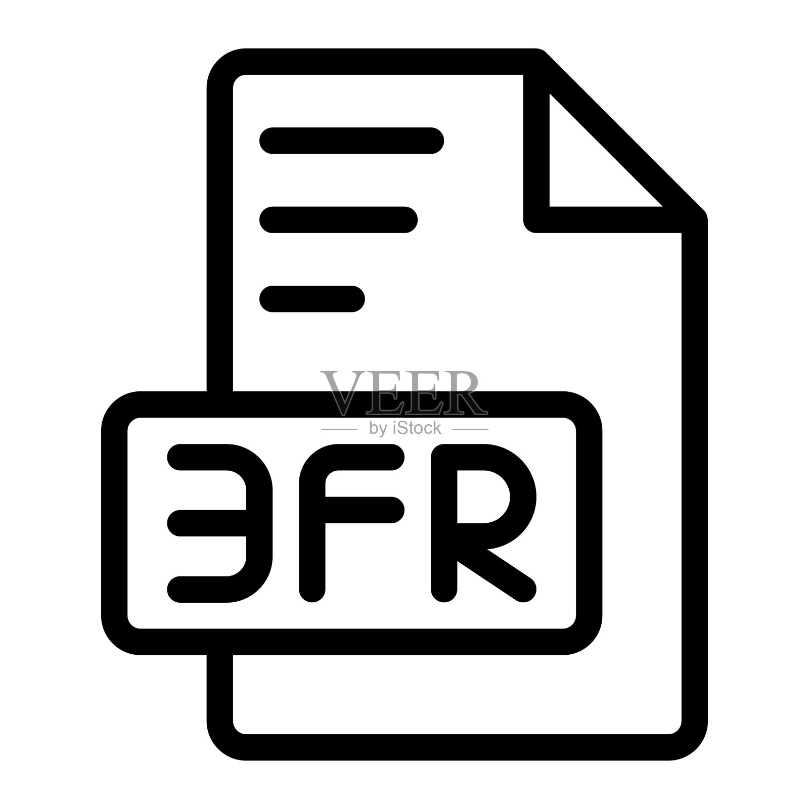 图像文件图标3fr轮廓风格设计。图像扩展格式文件类型。矢量图插画图片素材