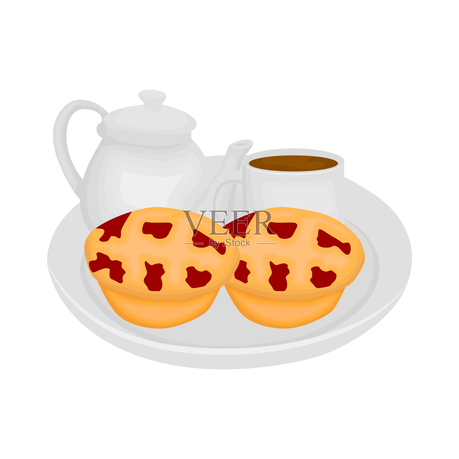 草莓派配茶插画图片素材