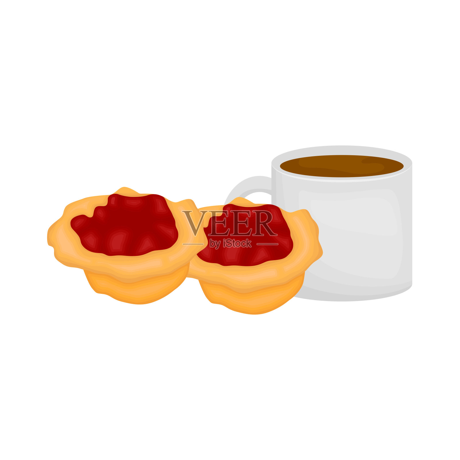 草莓派配茶插画图片素材