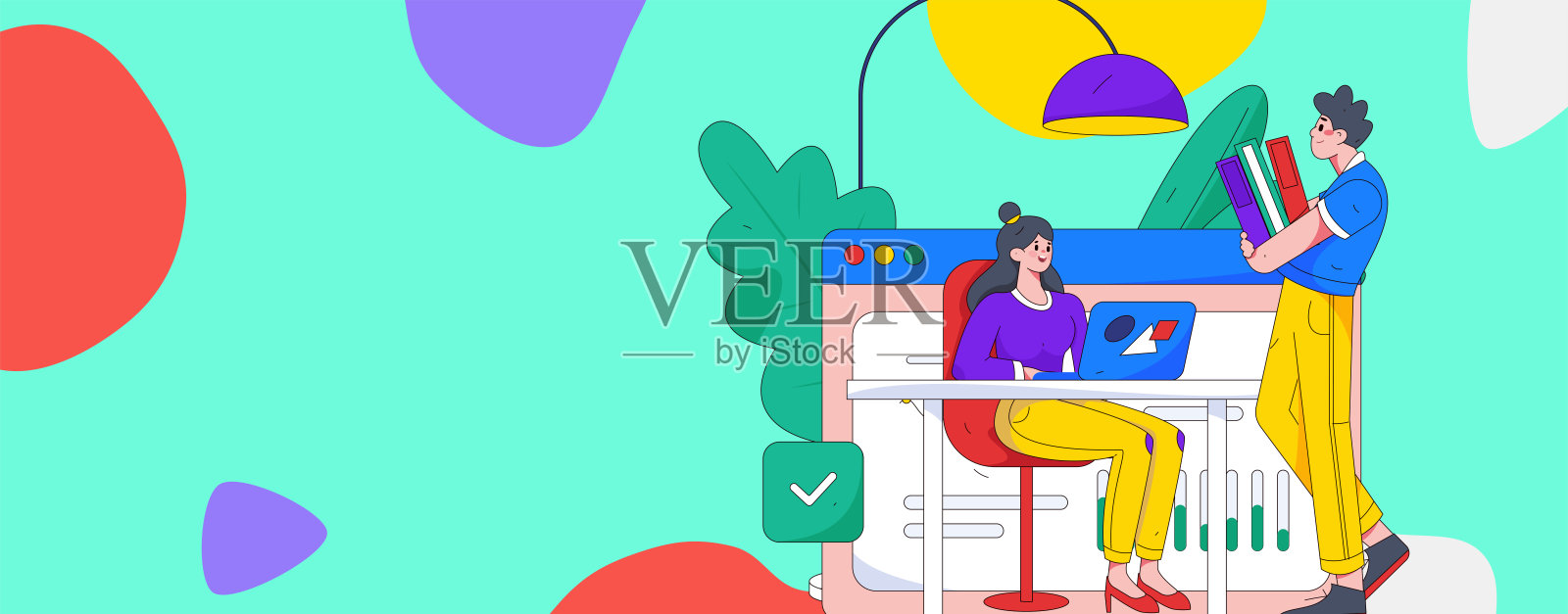 家庭室内人物场景平面矢量概念操作手绘插画插画图片素材