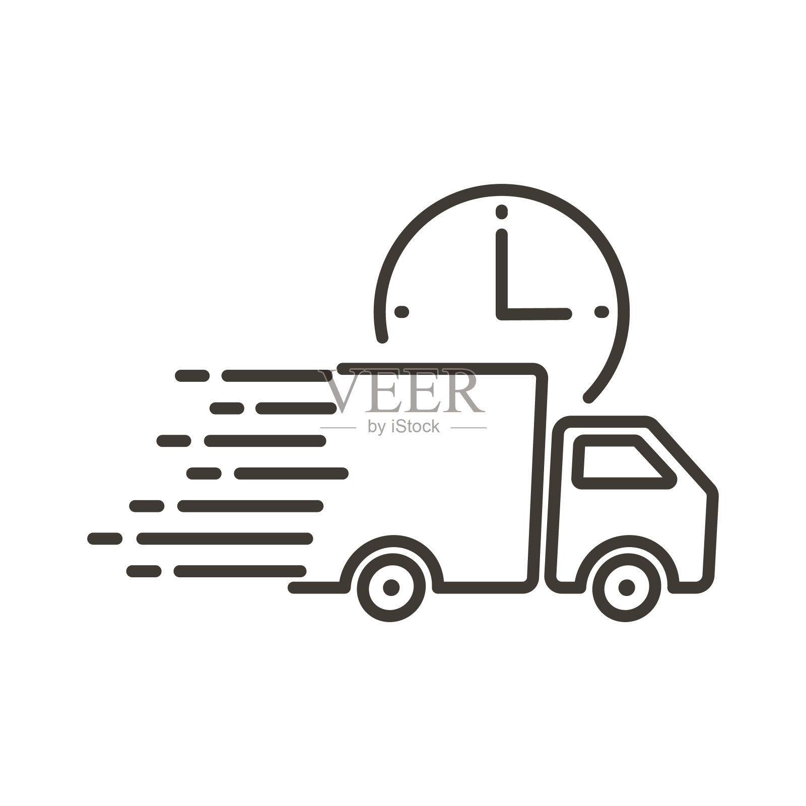 快速航运服务图标与卡车行驶快。矢量平面插图的快递概念插画图片素材