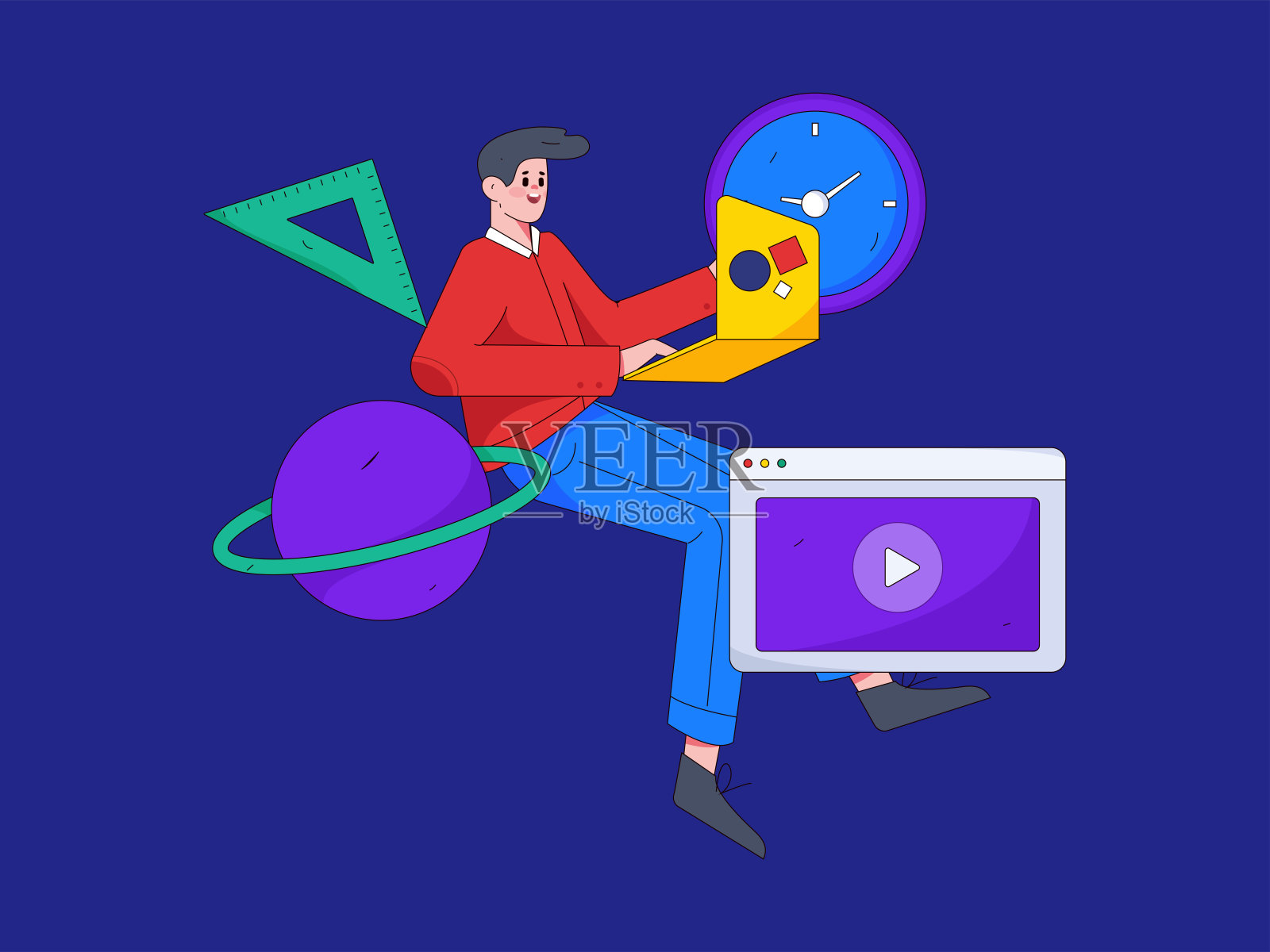 教育和学习的人平面矢量概念手绘插图插画图片素材