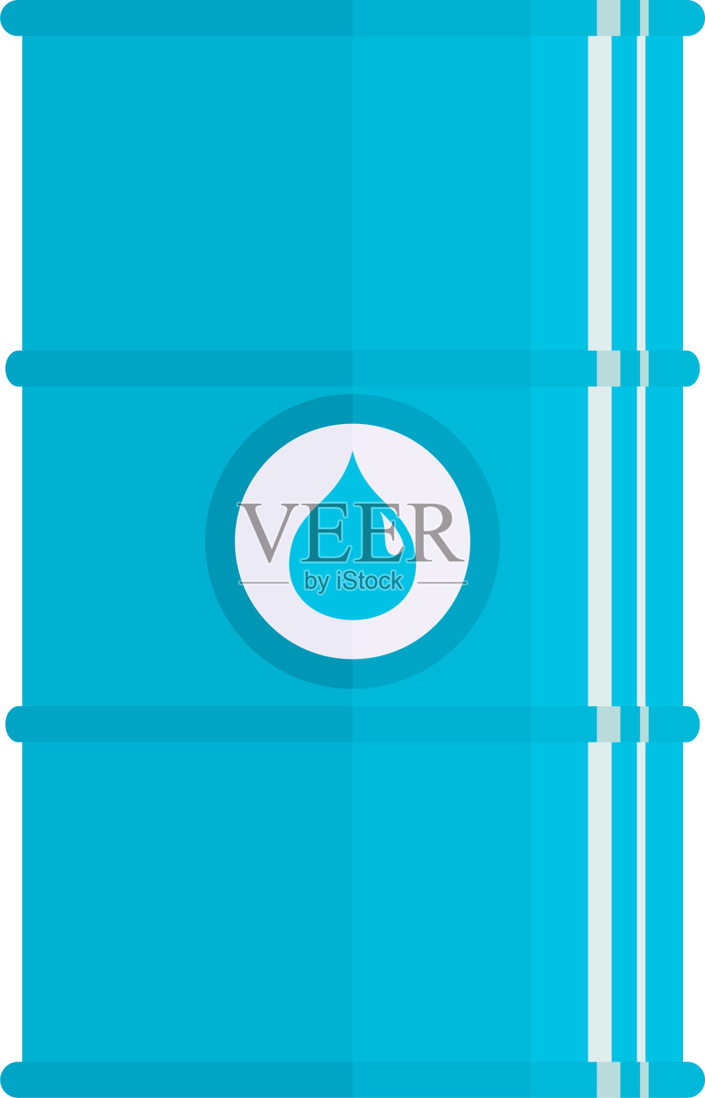 金属桶与水的图标。矢量插图。插画图片素材