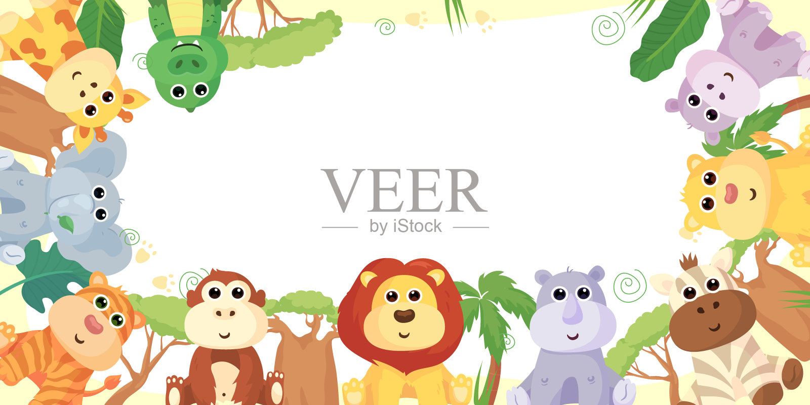 非洲动物画框插画图片素材