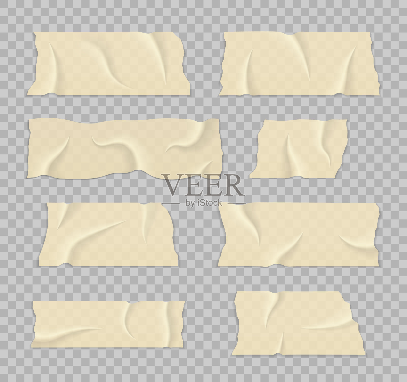 透明胶带。用于照片和纸张固定装置的皱胶塑料胶带。插画图片素材