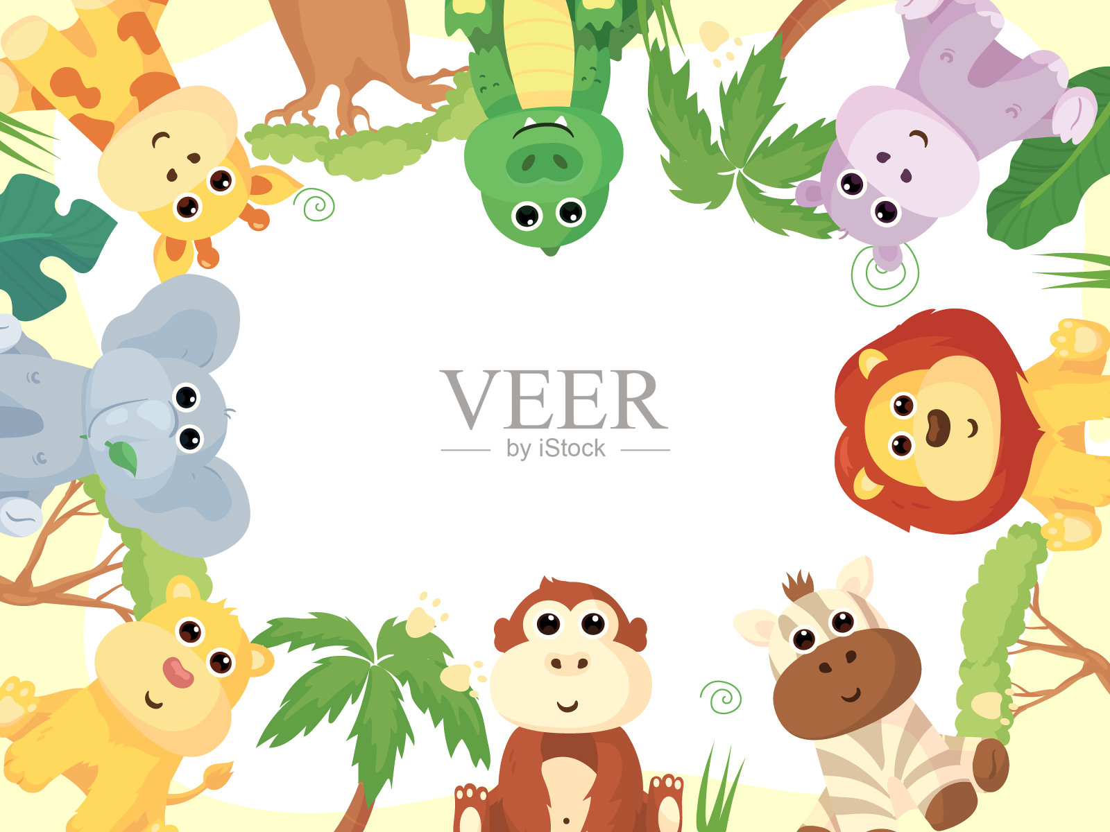 非洲动物画框插画图片素材