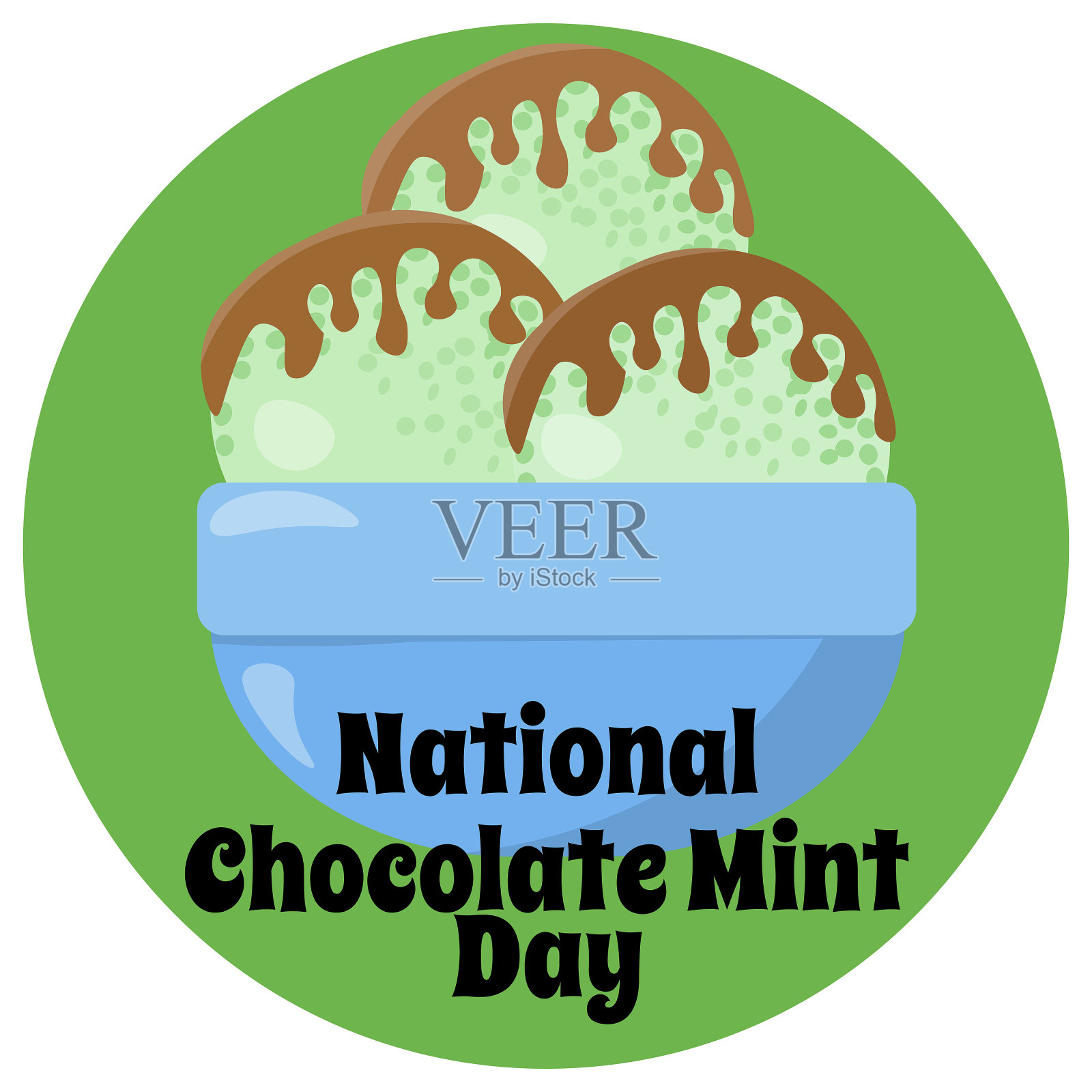 全国巧克力薄荷日，简单的水平冷甜点海报或横幅设计插画图片素材