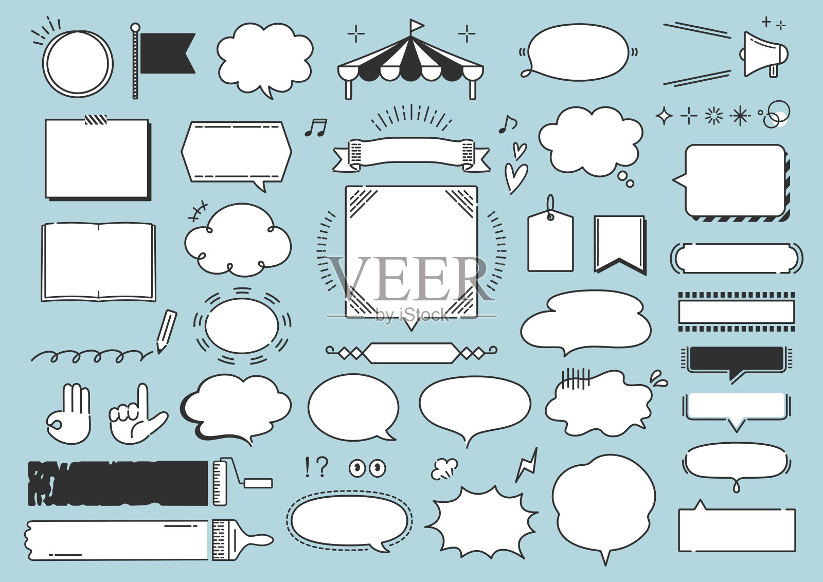 简单可爱的演讲泡泡插图集插画图片素材