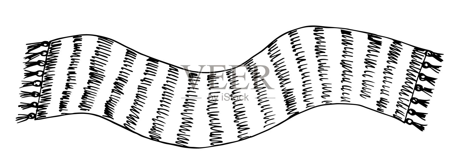 简单的矢量绘制与黑色轮廓。长条纹地毯，地毯。针织围巾。用墨水写生。插画图片素材