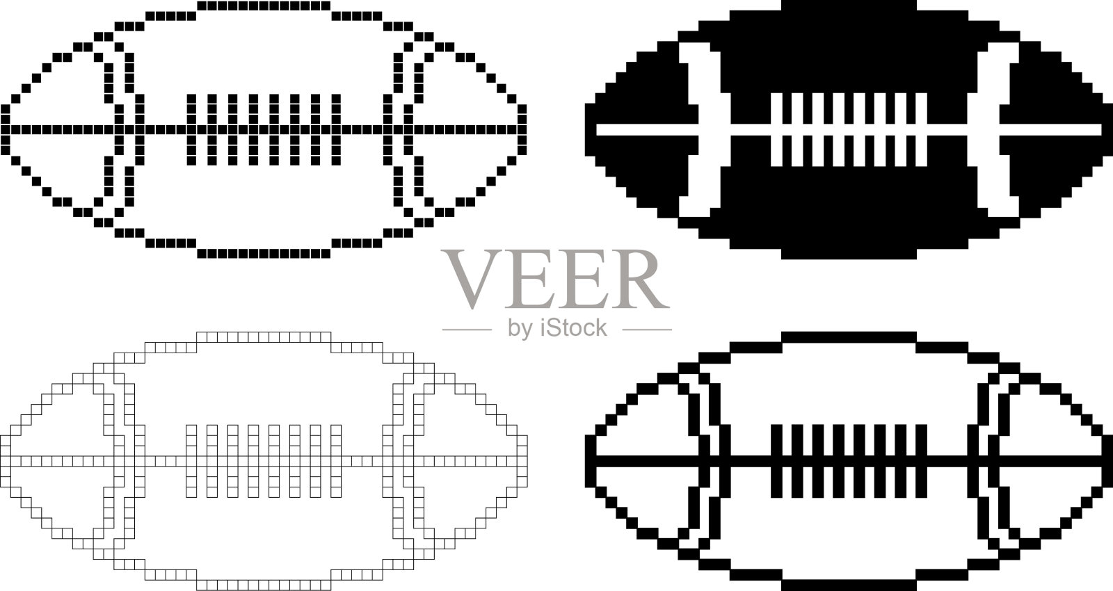 像素艺术美式足球图标集插画图片素材