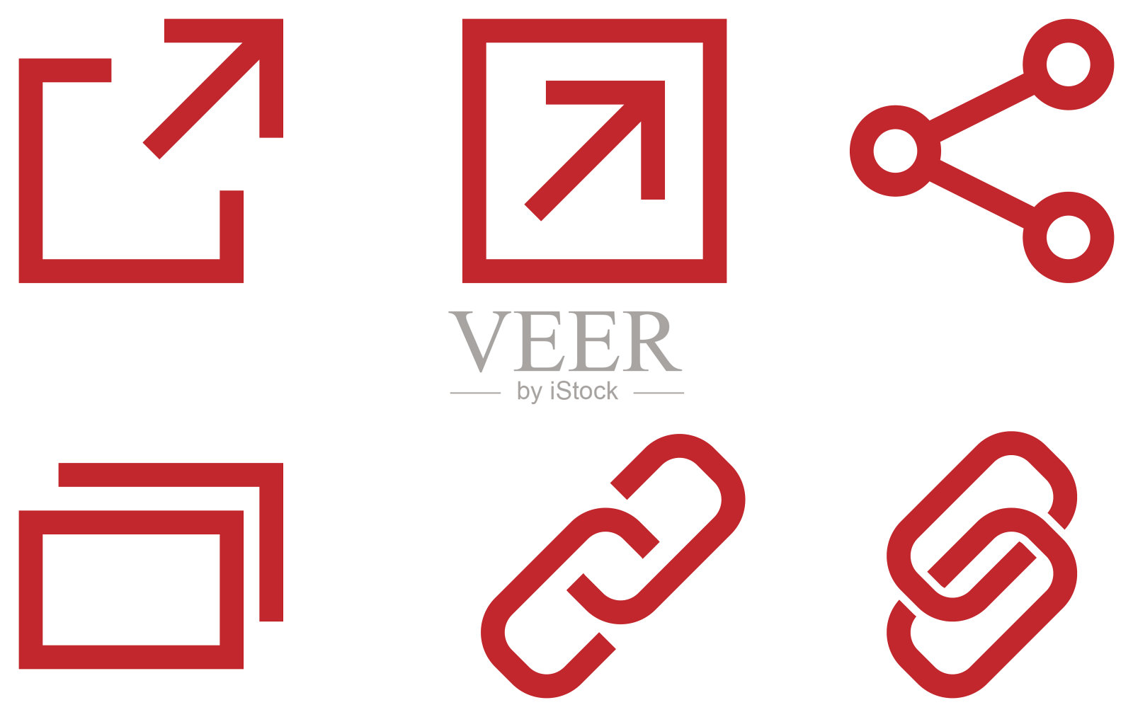 外部链接的红色图标集插画图片素材