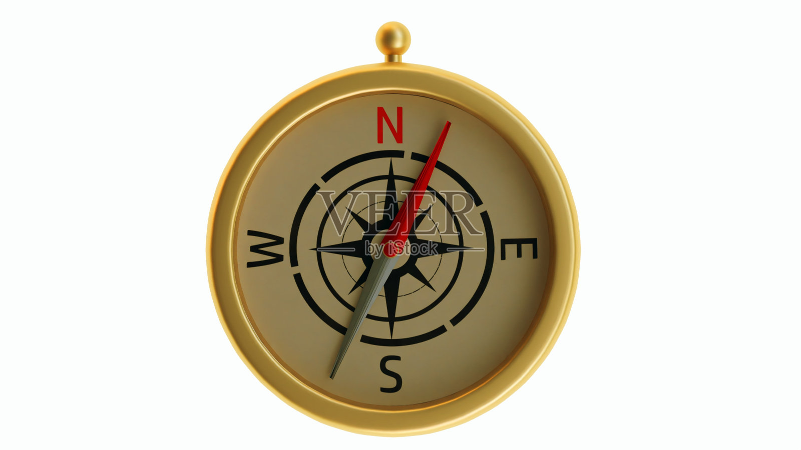 孤立的黄金罗盘在白色的背景照片摄影图片