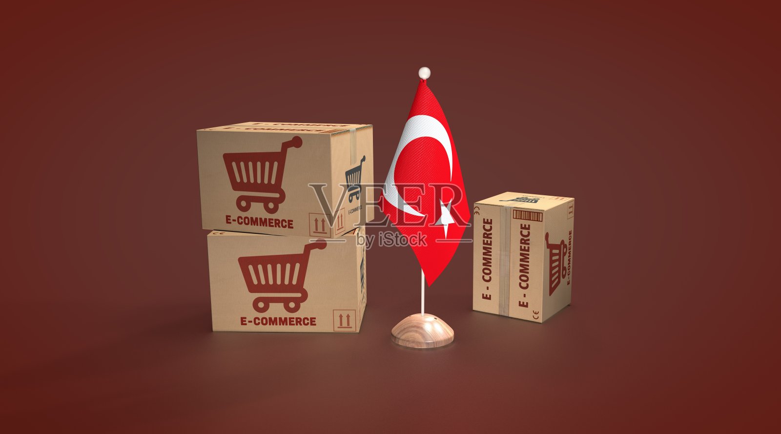 土耳其和电子商务形象，电子商务和Dropshipping 3D视觉设计。(3 d渲染)照片摄影图片