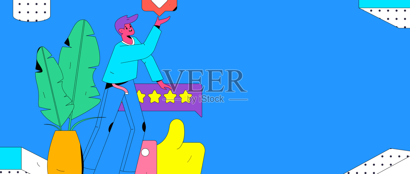 社交媒体评论扁平人矢量概念插图插画图片素材