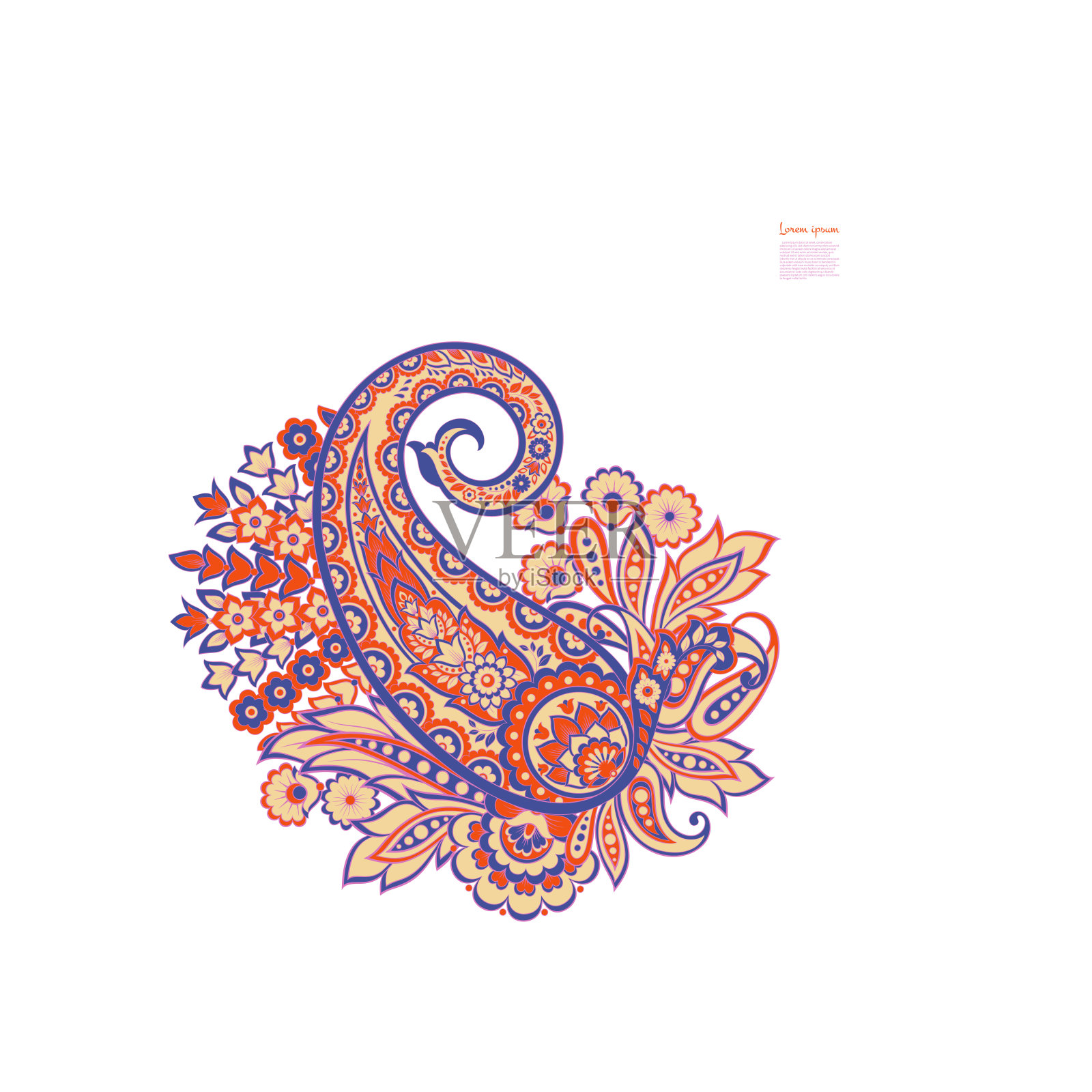 锦缎佩斯利花孤立矢量装饰插画图片素材