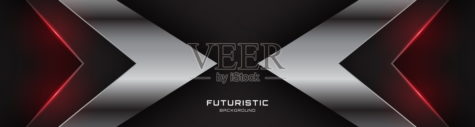 3D黑色银色技术背景重叠层在黑暗空间与红色光箭头效果装饰。现代平面设计元素裁剪风格的网页横幅，传单，卡片，封面或小册子的概念插画图片素材