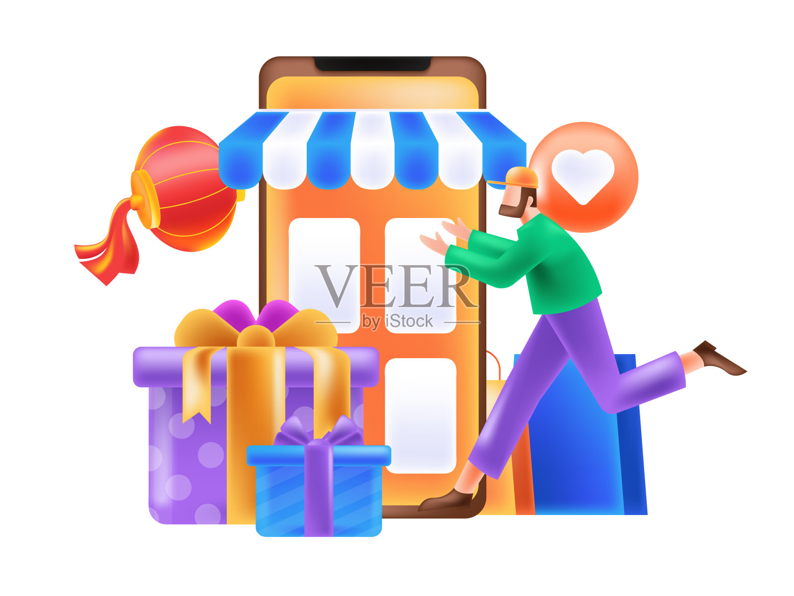 新年喜庆吉祥创意场景人物插画海报插画图片素材