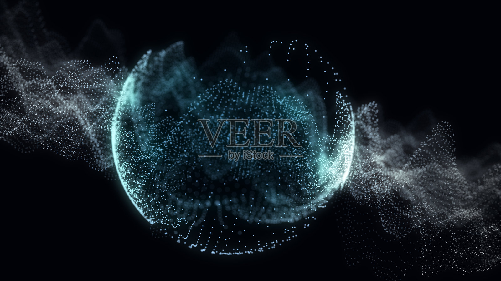 未来的粒子球。网络连接大数据。抽象的技术背景。3 d渲染。照片摄影图片