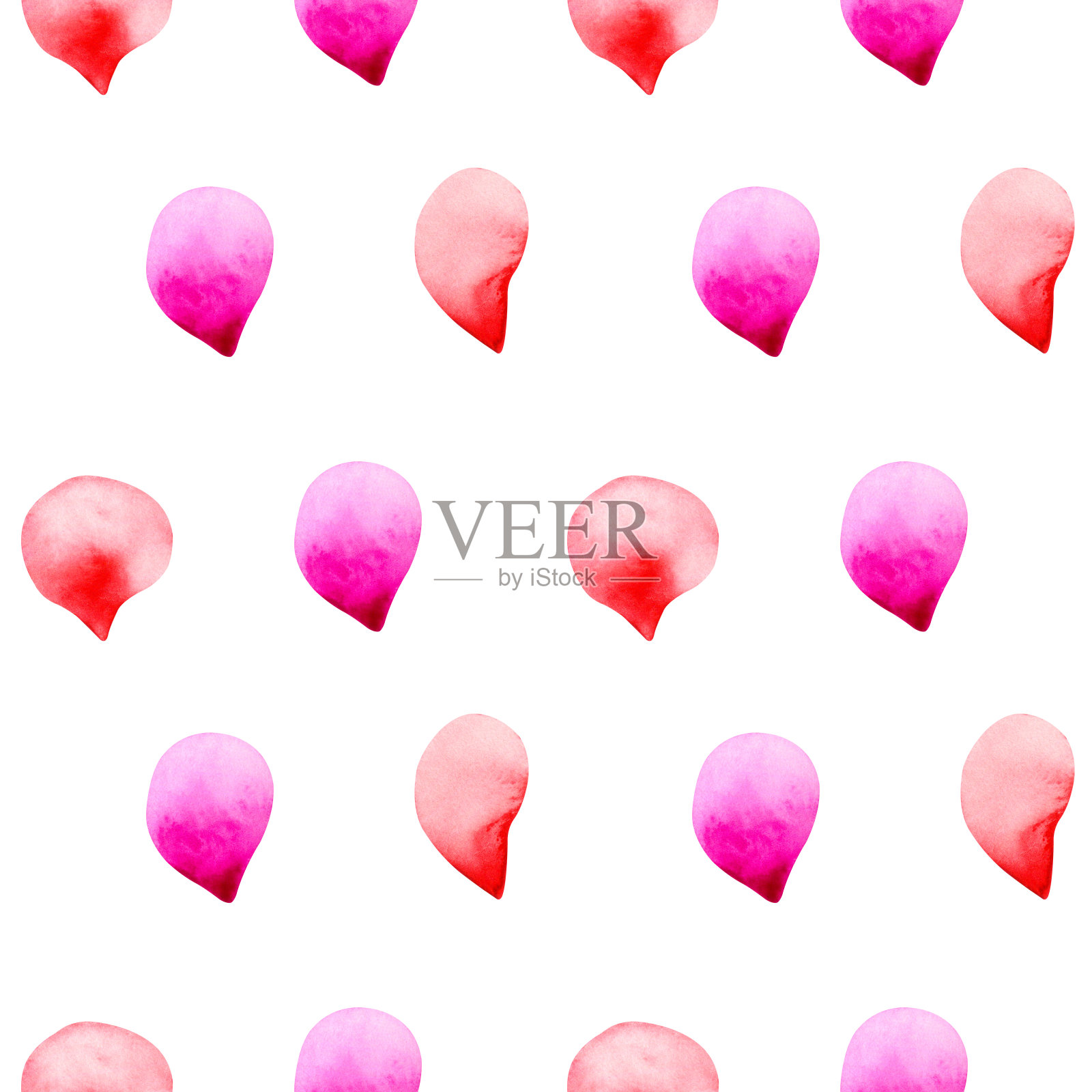 水彩图案的粉红色花瓣孤立在一个白色的背景。插画图片素材