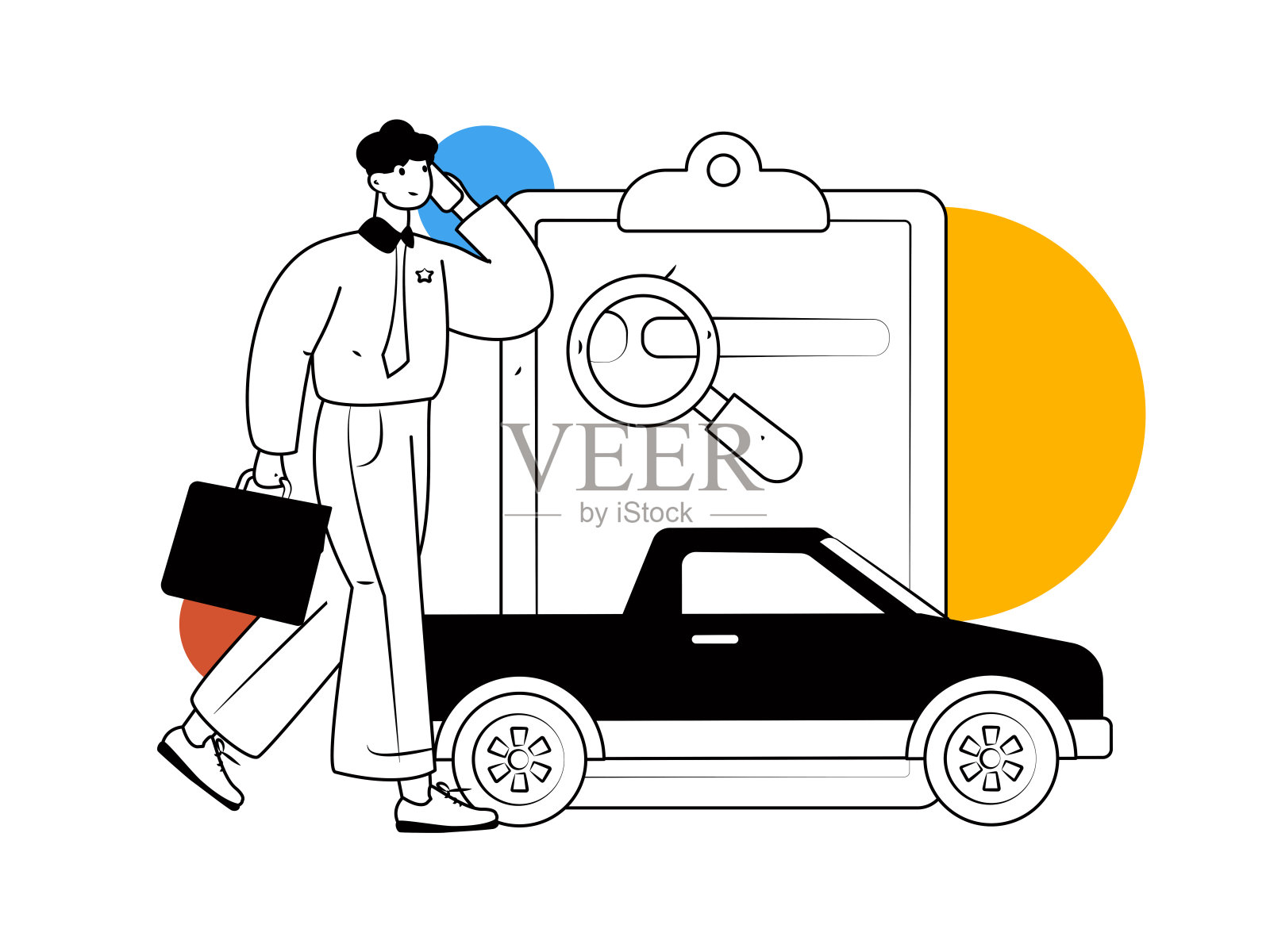 购买汽车保险平面字符矢量概念操作说明插画图片素材