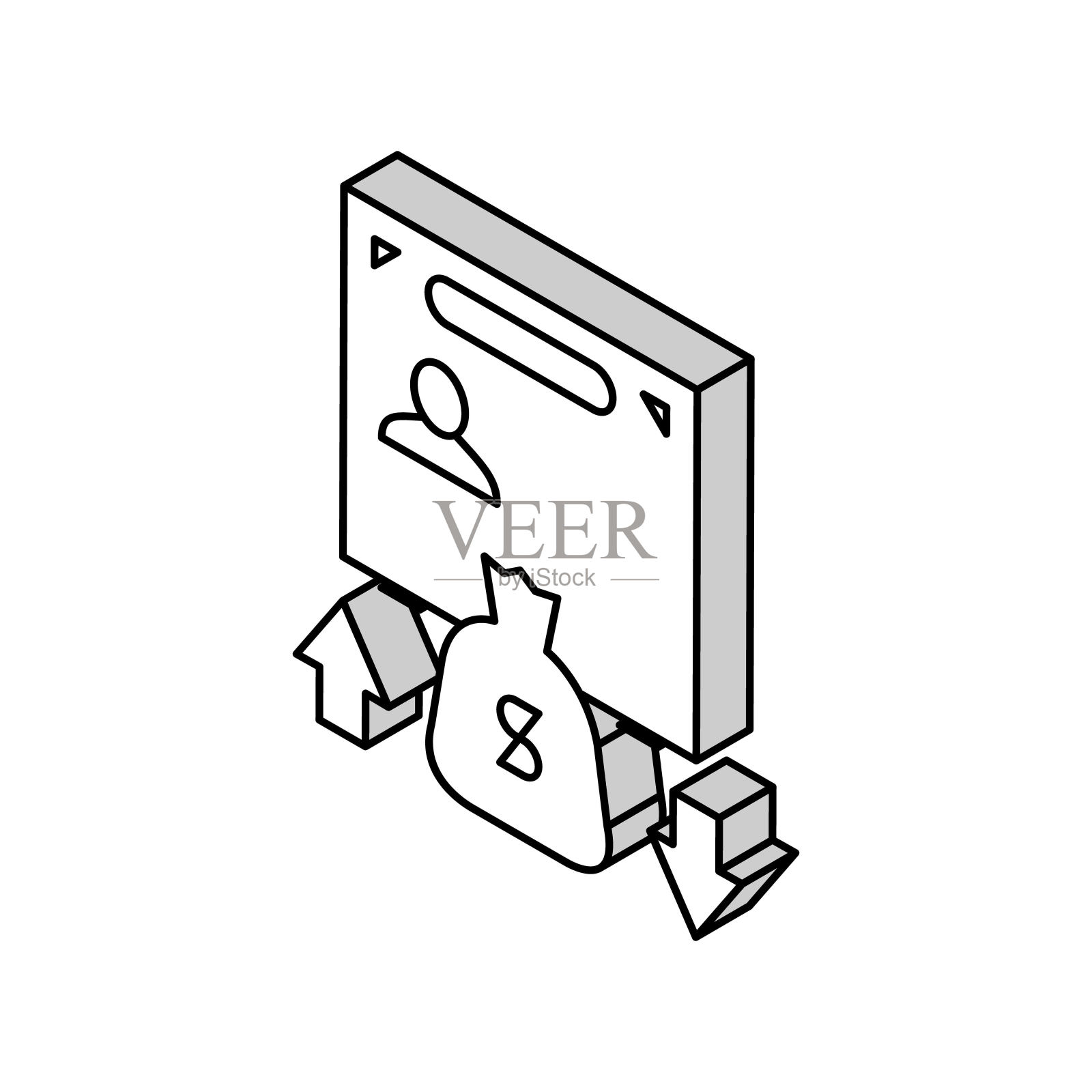 投资签证等距图标矢量插图插画图片素材