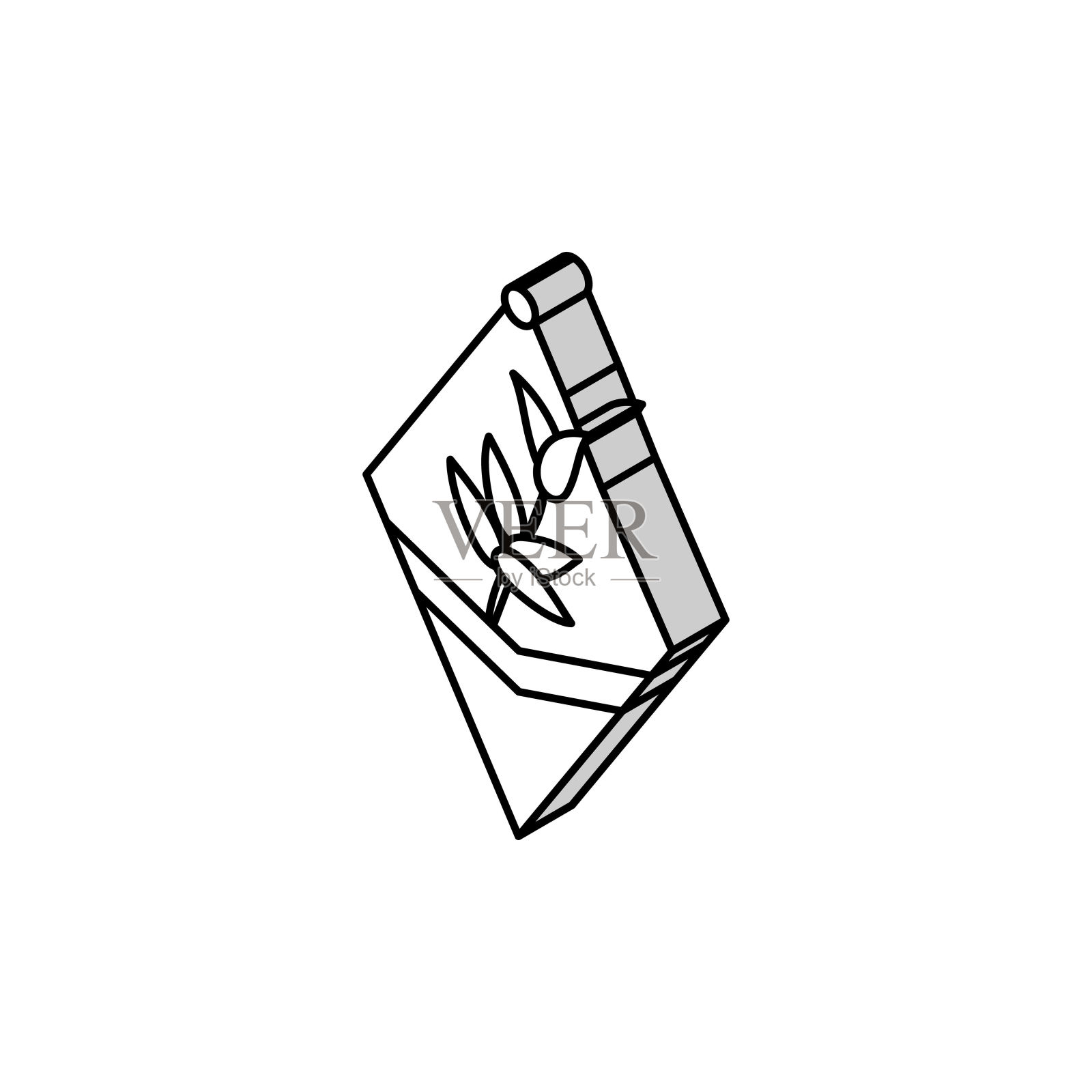 挂花盆卧室内部等距图标矢量插图插画图片素材