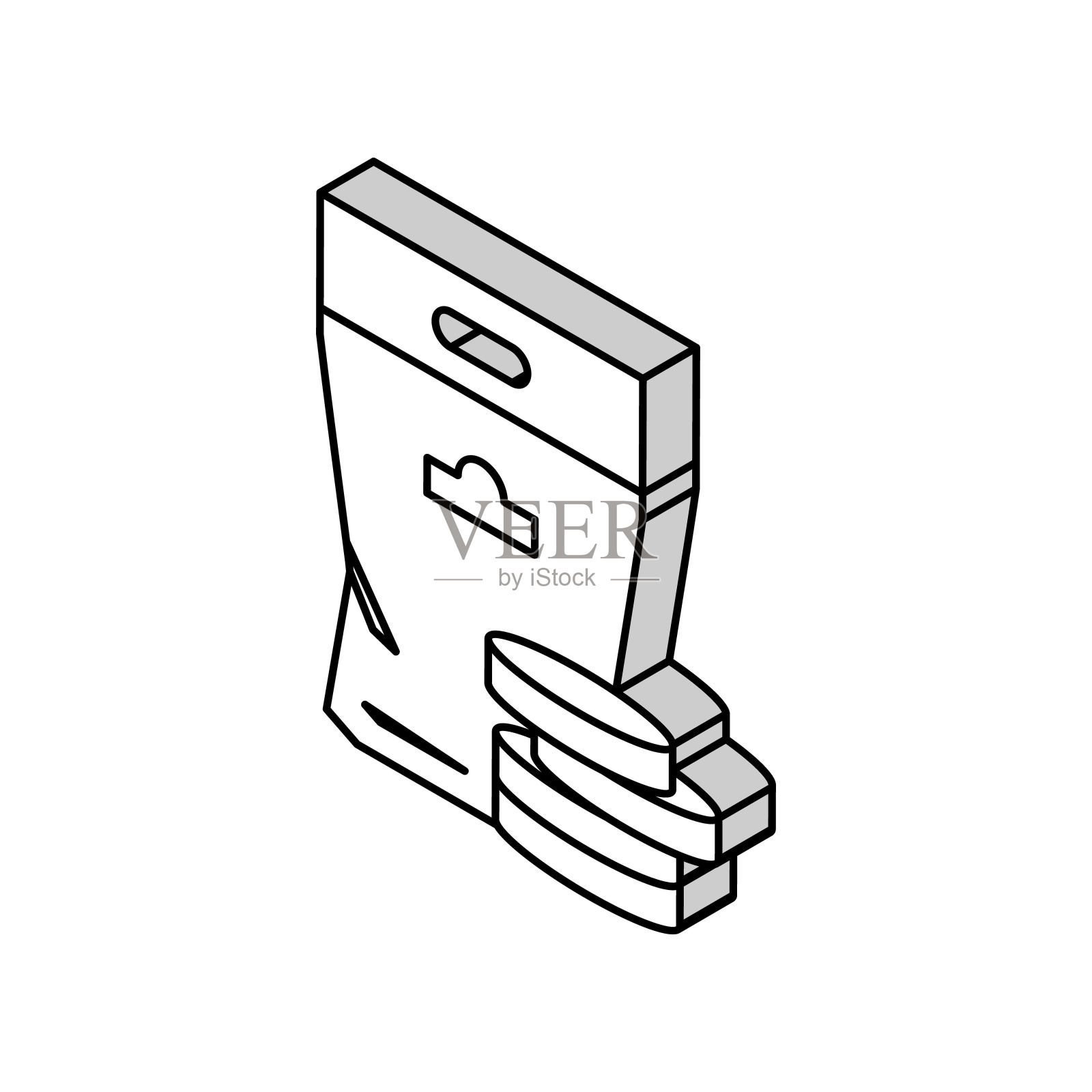 蜂蜡圆盘额外等距图标矢量插图插画图片素材