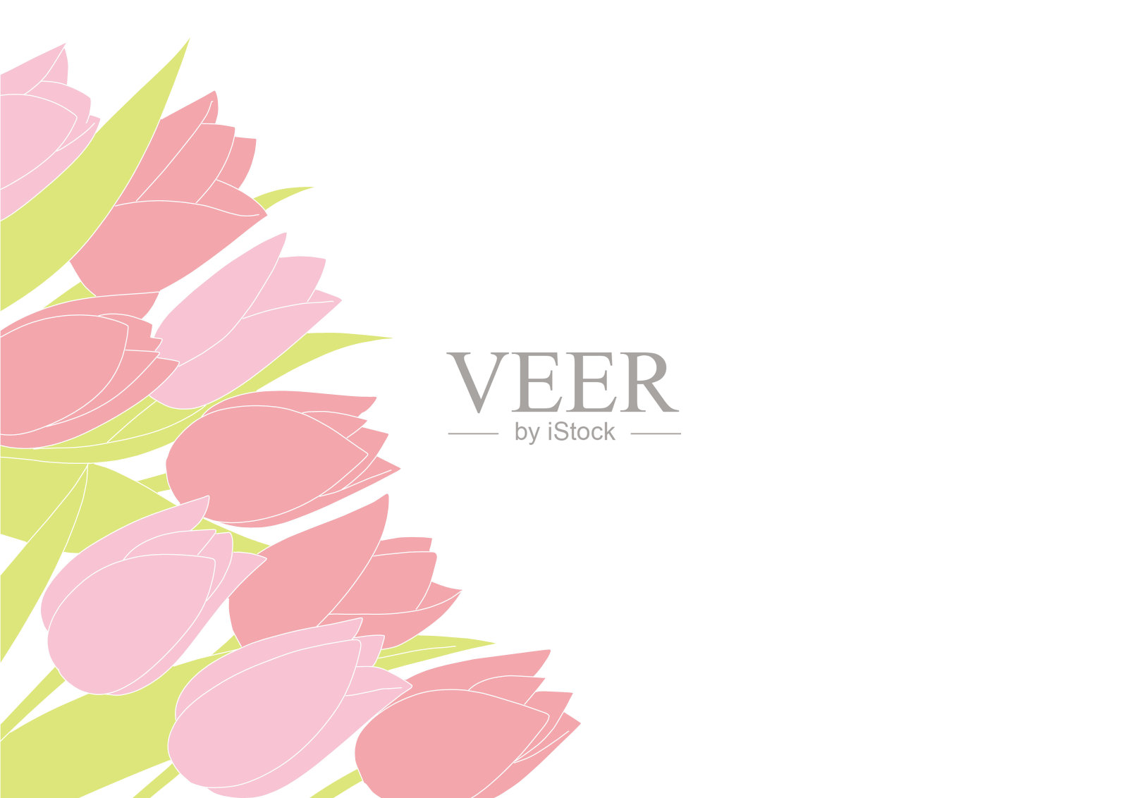 可爱的框架与红色郁金香插画图片素材